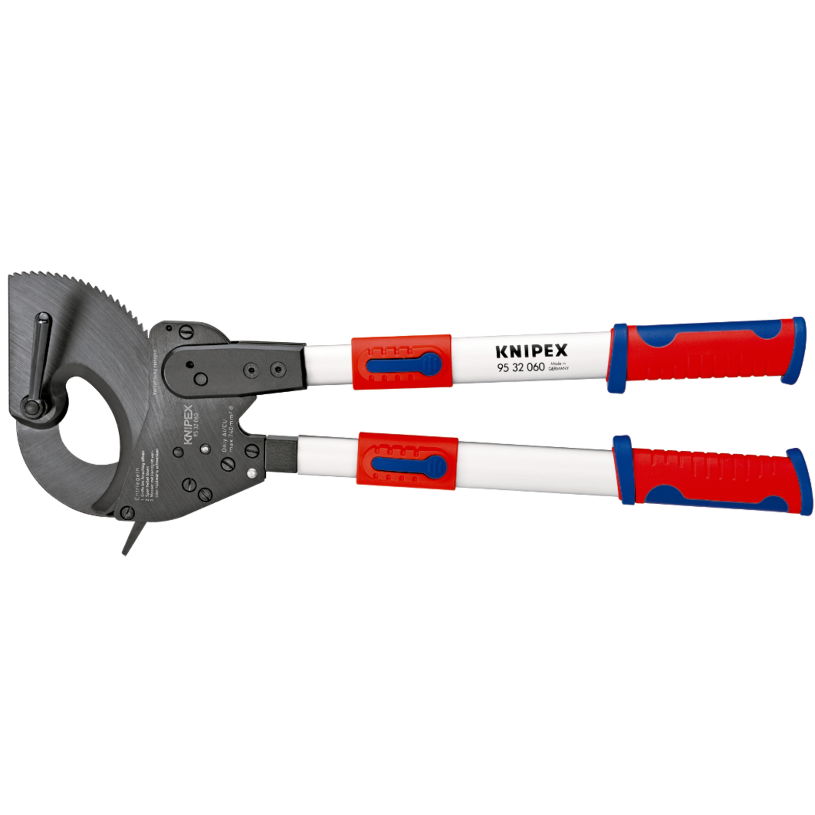 Coupe-câbles à cliquet 630mm - Cu/Al D60mm/740mm² - Bras télescopiques KNIPEX - 9532060