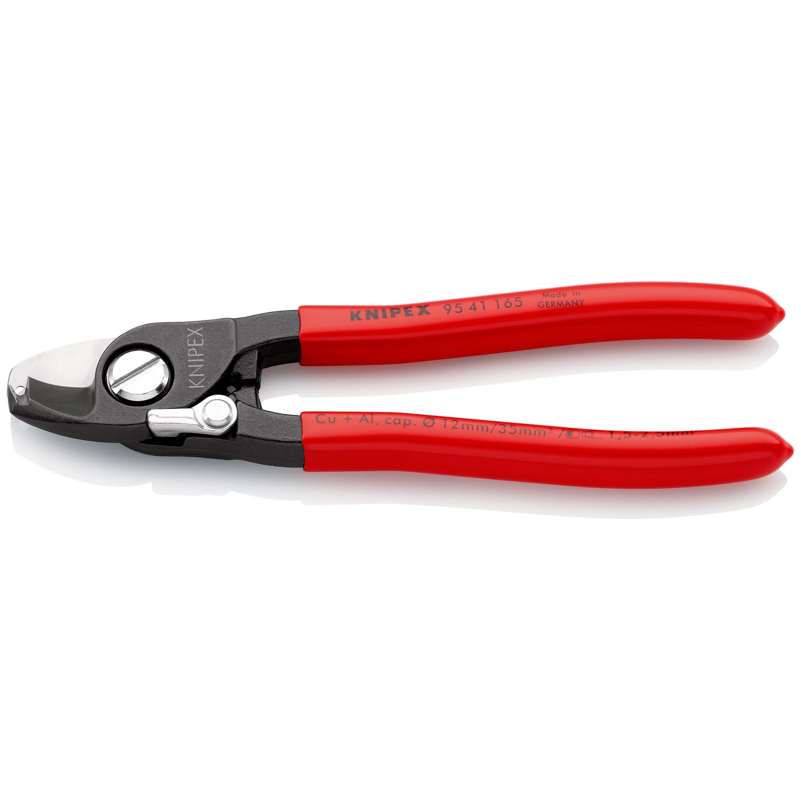 Coupe-câbles 165mm - D12mm/35mm² Cu/Al - Gainage PVC - Dénudage 1,5/2,5mm² KNIPEX - 9541165