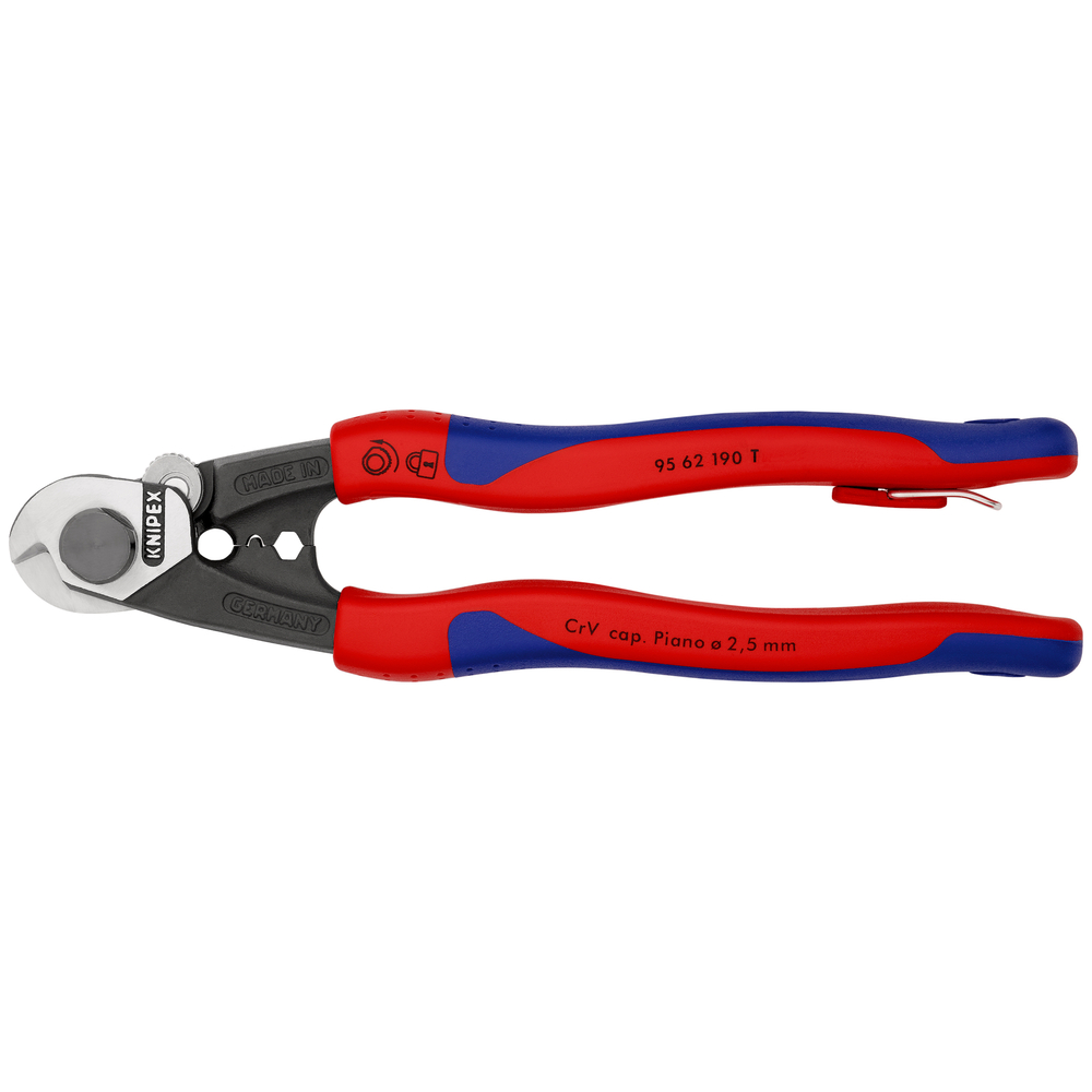 Coupe-cable 190mm ø2,5-4-5-7mm antichute KNIPEX - 95 62 190 T