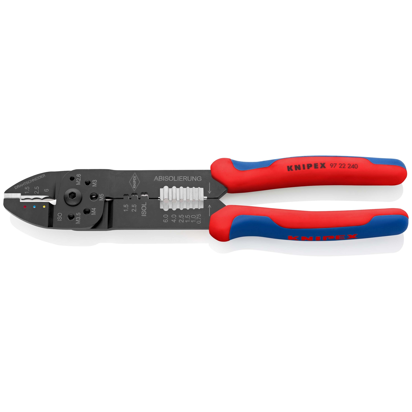 Pince à sertir universelle - Pour cosses pré-isolées/à fût ouvert KNIPEX - 9722240SB