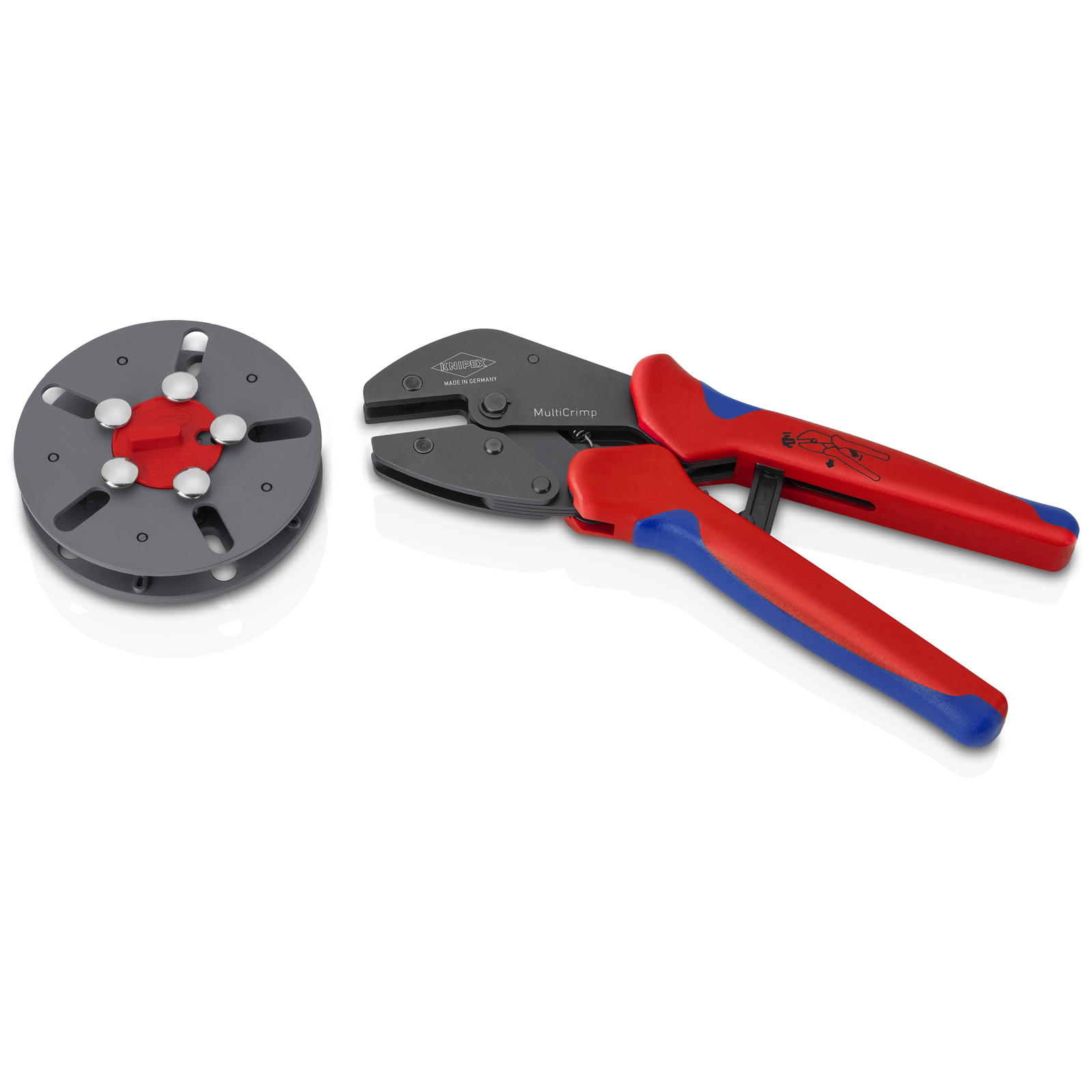 Pince à sertir MultiCrimp 250mm - Bi-matière fournie avec support matrices vide KNIPEX - 9733LE