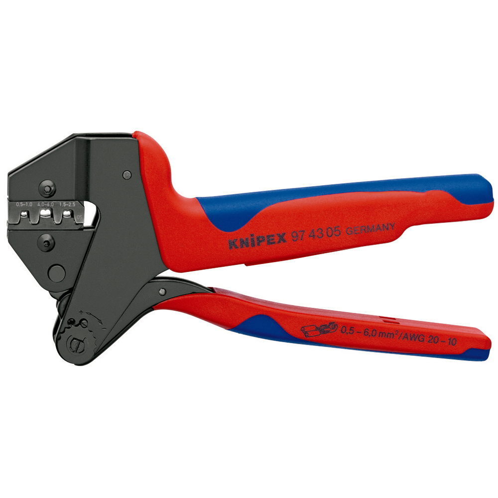 Pince à sertir universelle 200mm + matrice cosses à fût ouvert 0,5 à 6mm² KNIPEX - 974305