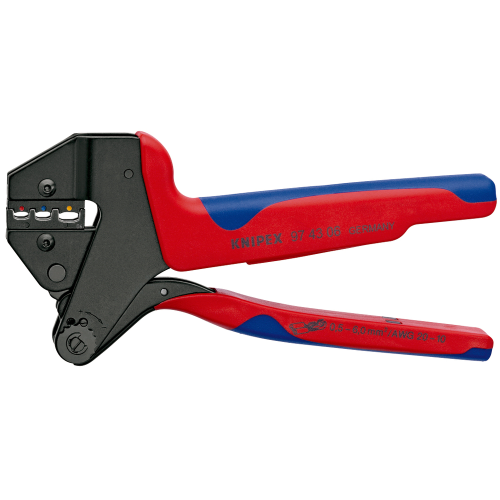 Pince à sertir universelle 200mm + matrice pour cosses isolées 0,5 à 6mm² KNIPEX - 974306