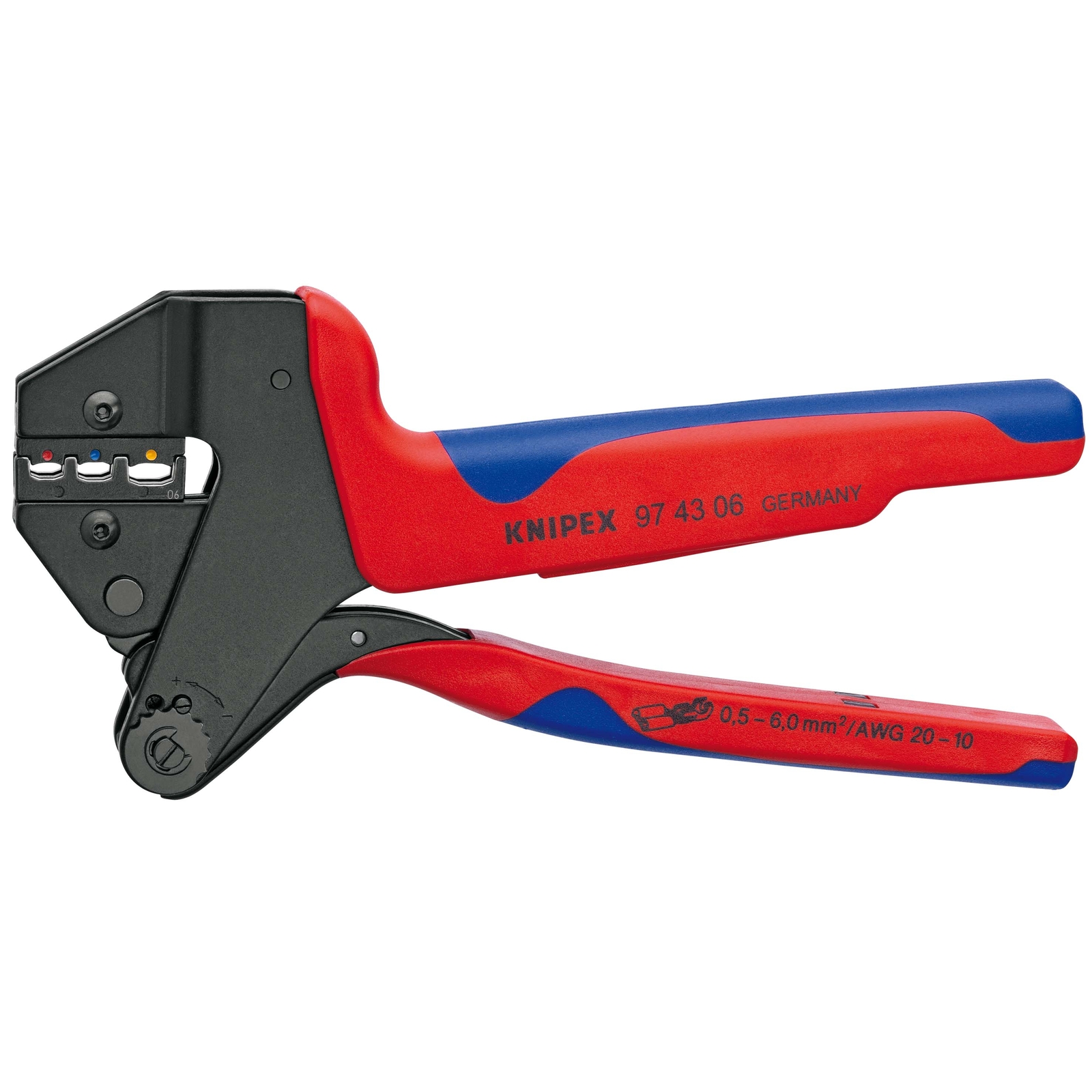 Pince à sertir universelle 200mm + matrice pour cosses isolées 0,5 à 6mm² KNIPEX - 974306