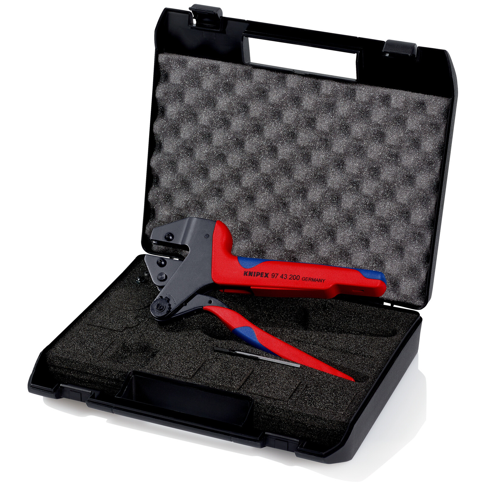 Pince à sertir universelle 200mm - Gaines bi-matière - Sans matrice - En coffret KNIPEX - 9743200