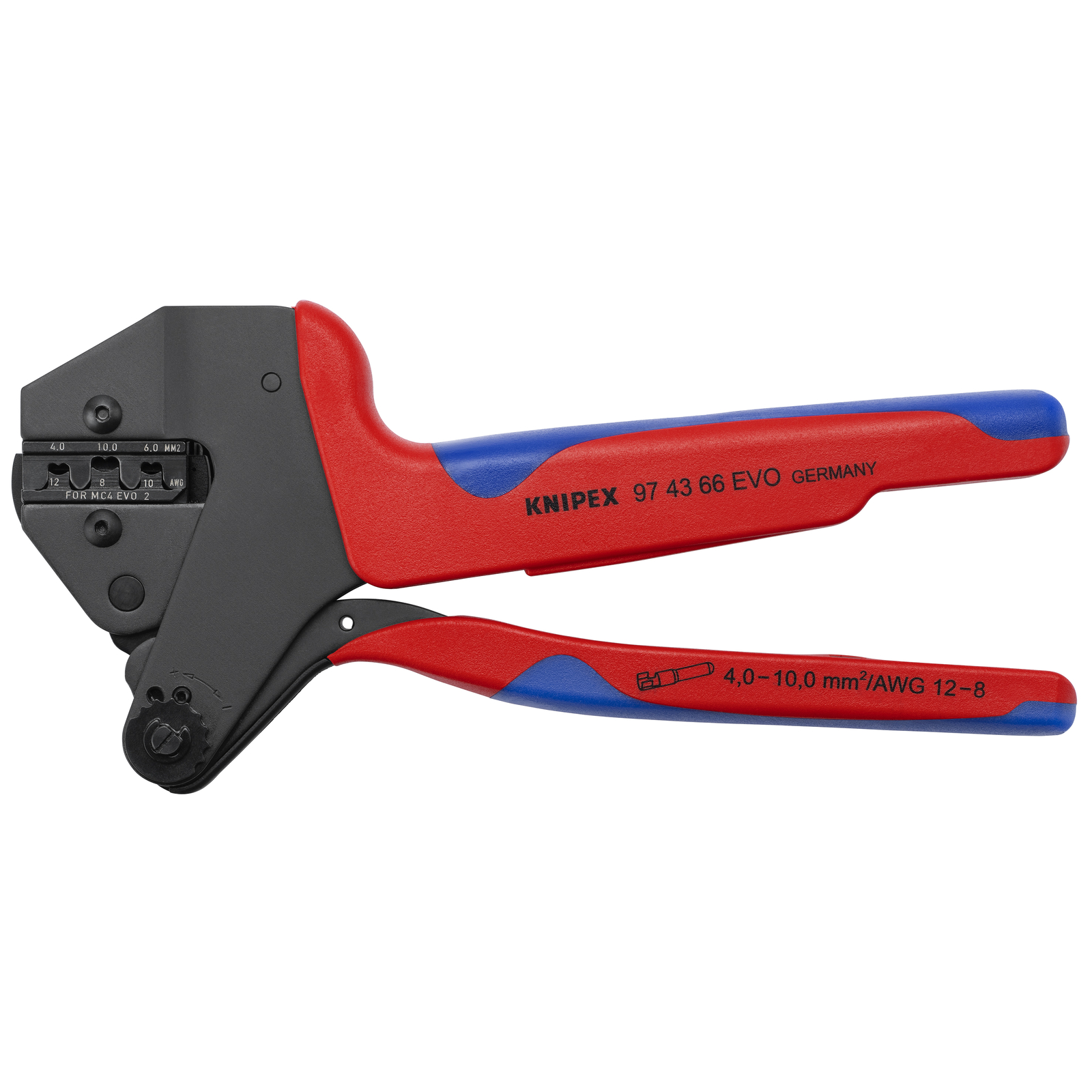 Pince à sertir 200mm EVO2 + matrice connecteurs solaires MC4 EVO2 - Bi-matière KNIPEX - 974366EVO