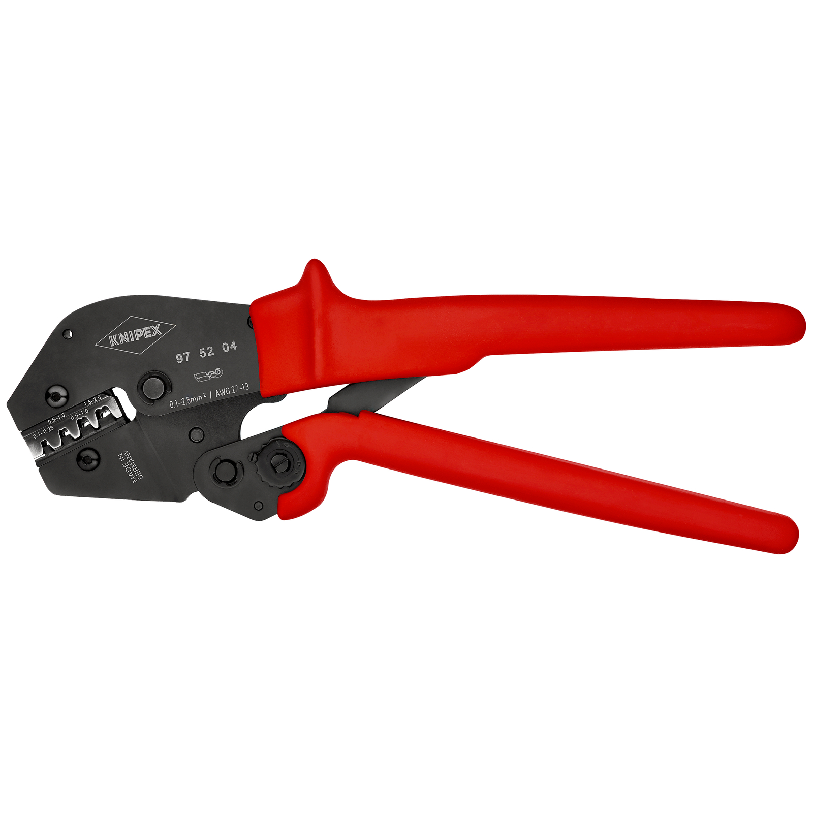 Pince à sertir - Gainage PVC - Pour cosses à fût ouvert 0,1-2,5mm² KNIPEX - 975204
