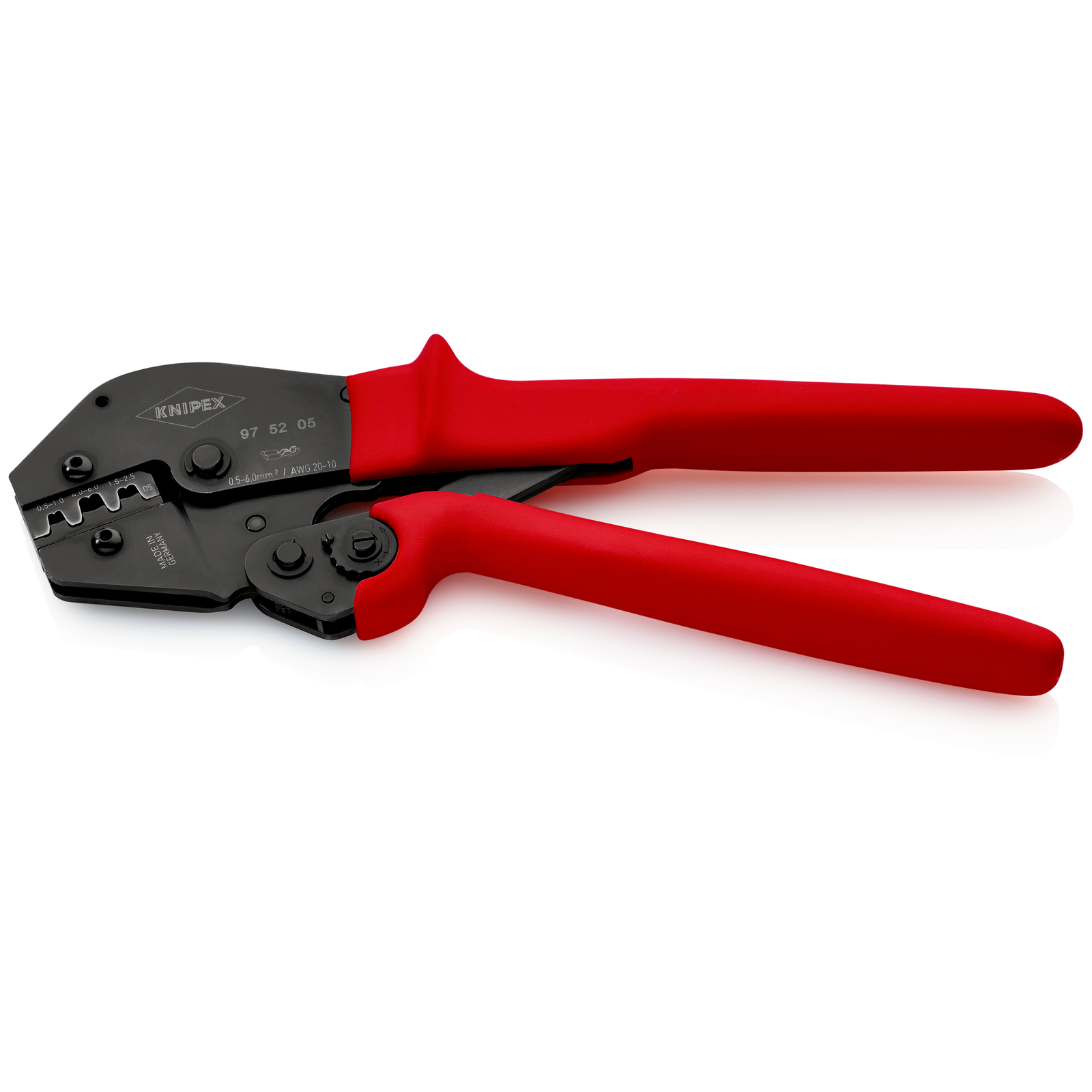 Pince à sertir - Gainage PVC - Pour cosses à fût ouvert 0,5-6,0mm² KNIPEX - 975205SB