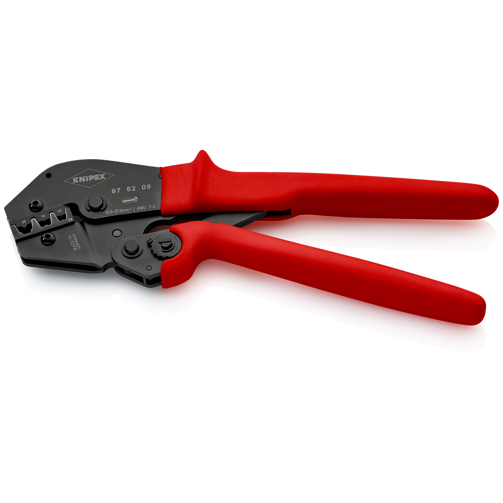 Pince à sertir - Gainage PVC - Pour embouts de câble 10 / 16 / 25 mm² KNIPEX - 975209SB
