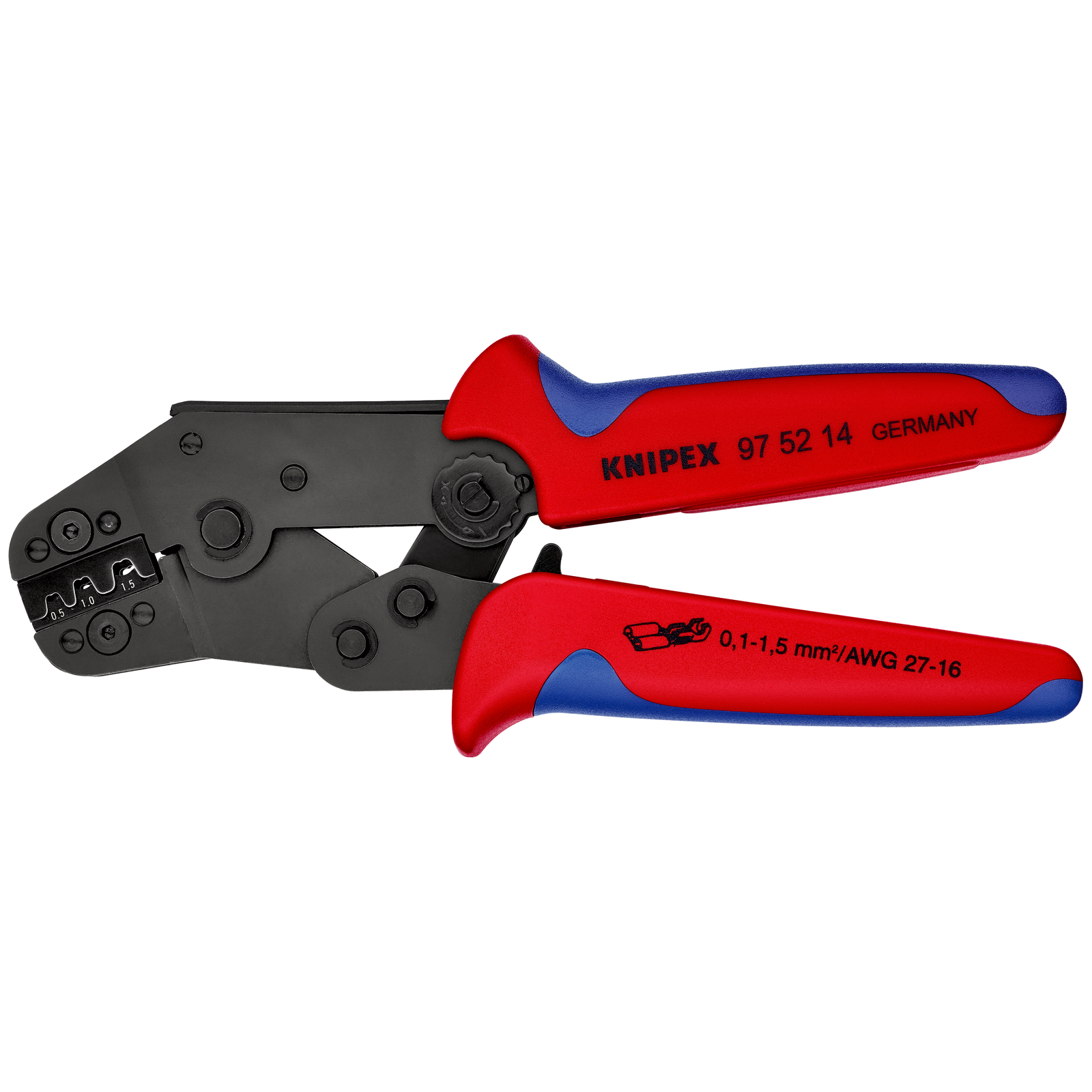 Pince à sertir - Gainage bi-matière - Cosses à fût ouvert 0 1 à 1 5 mm² KNIPEX - 975214