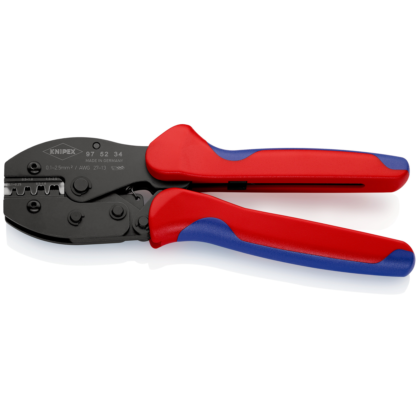 Pince à sertir PreciForce - Pour cosses à fût ouvert 0,1 - 2,5mm² KNIPEX - 975234SB