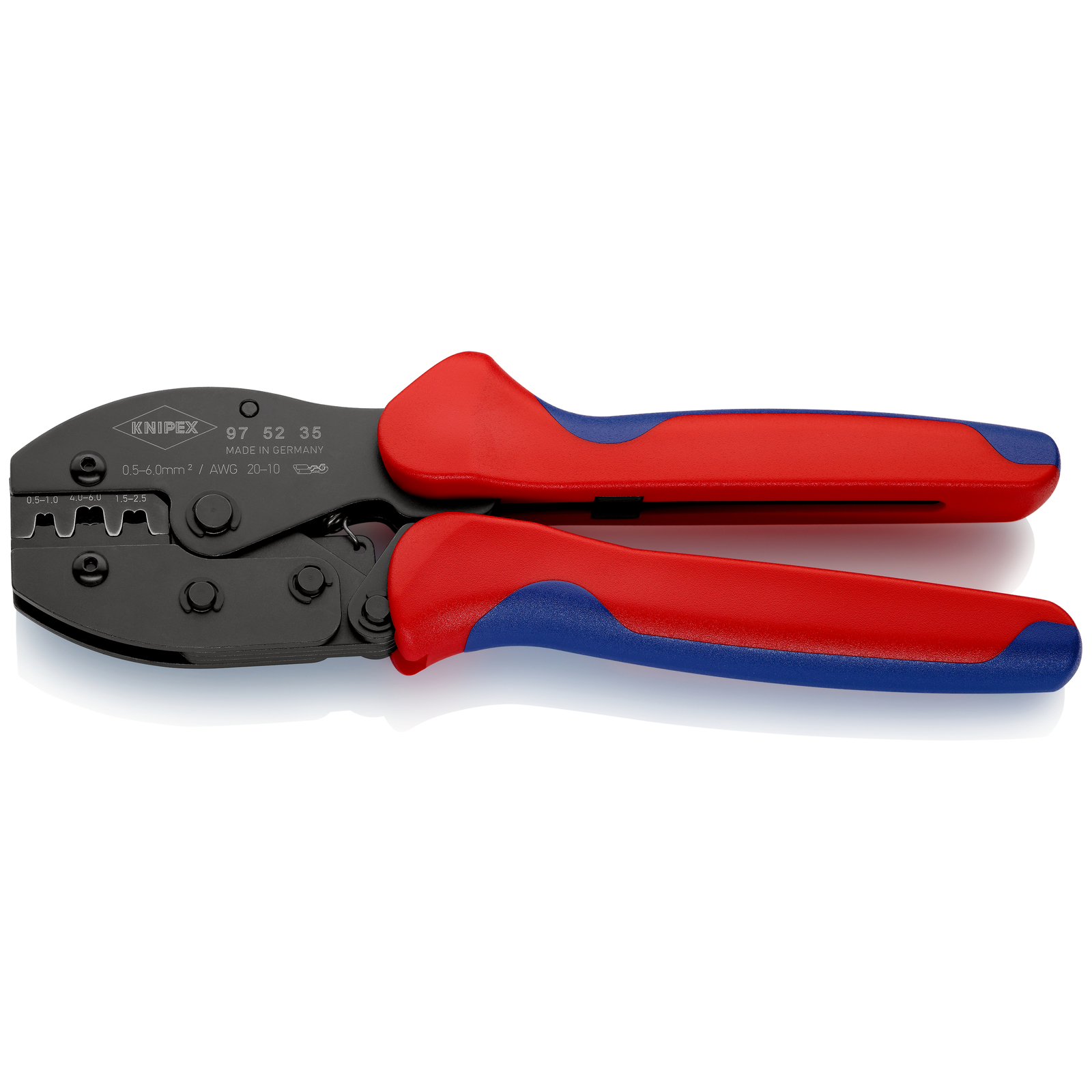 Pince à sertir PreciForce - Pour cosses à fût ouvert 0,5 - 6,0mm² KNIPEX - 975235SB