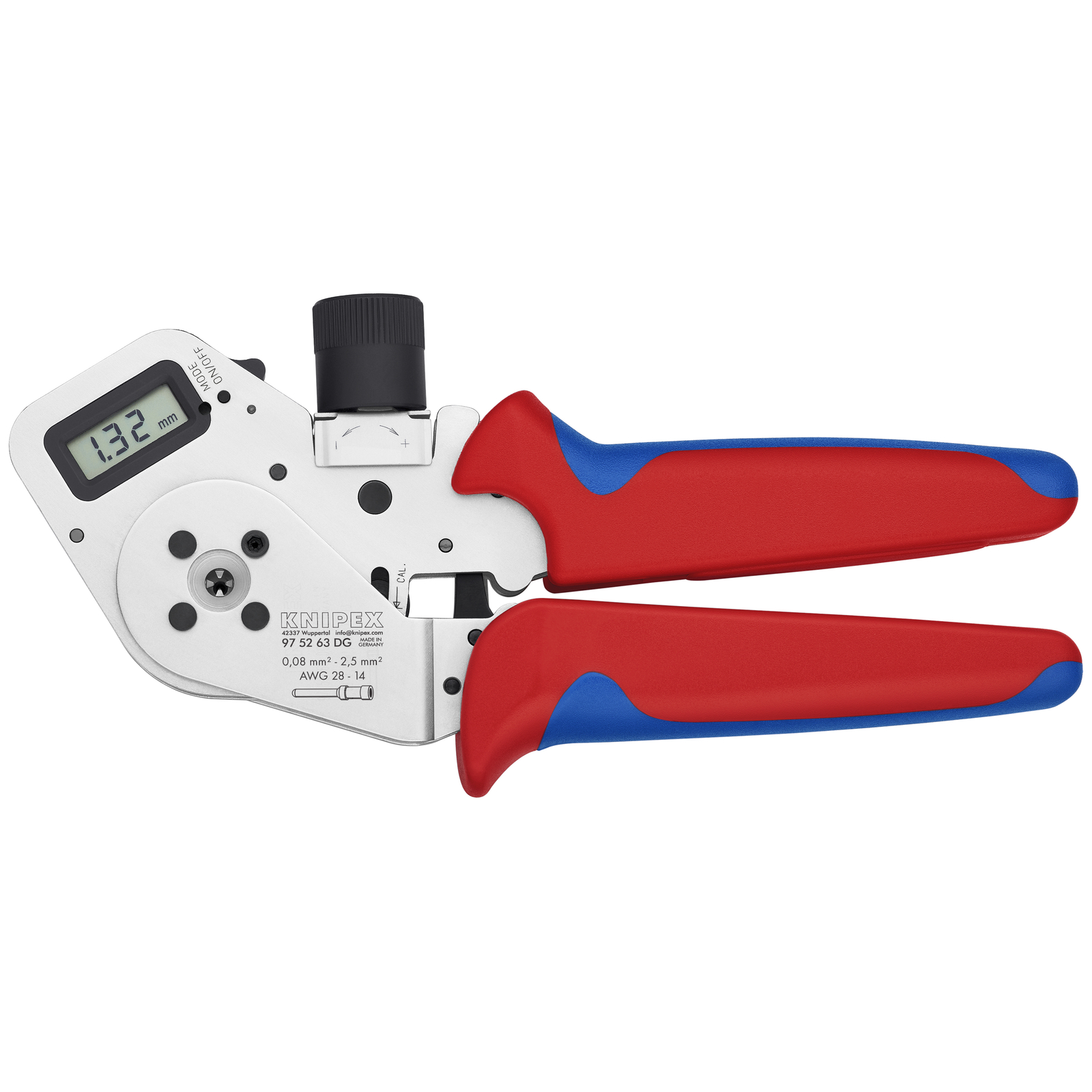 Pince à sertir 4 points - Pour contacts tournés - Ecran numérique - Positionneur KNIPEX - 975263DG