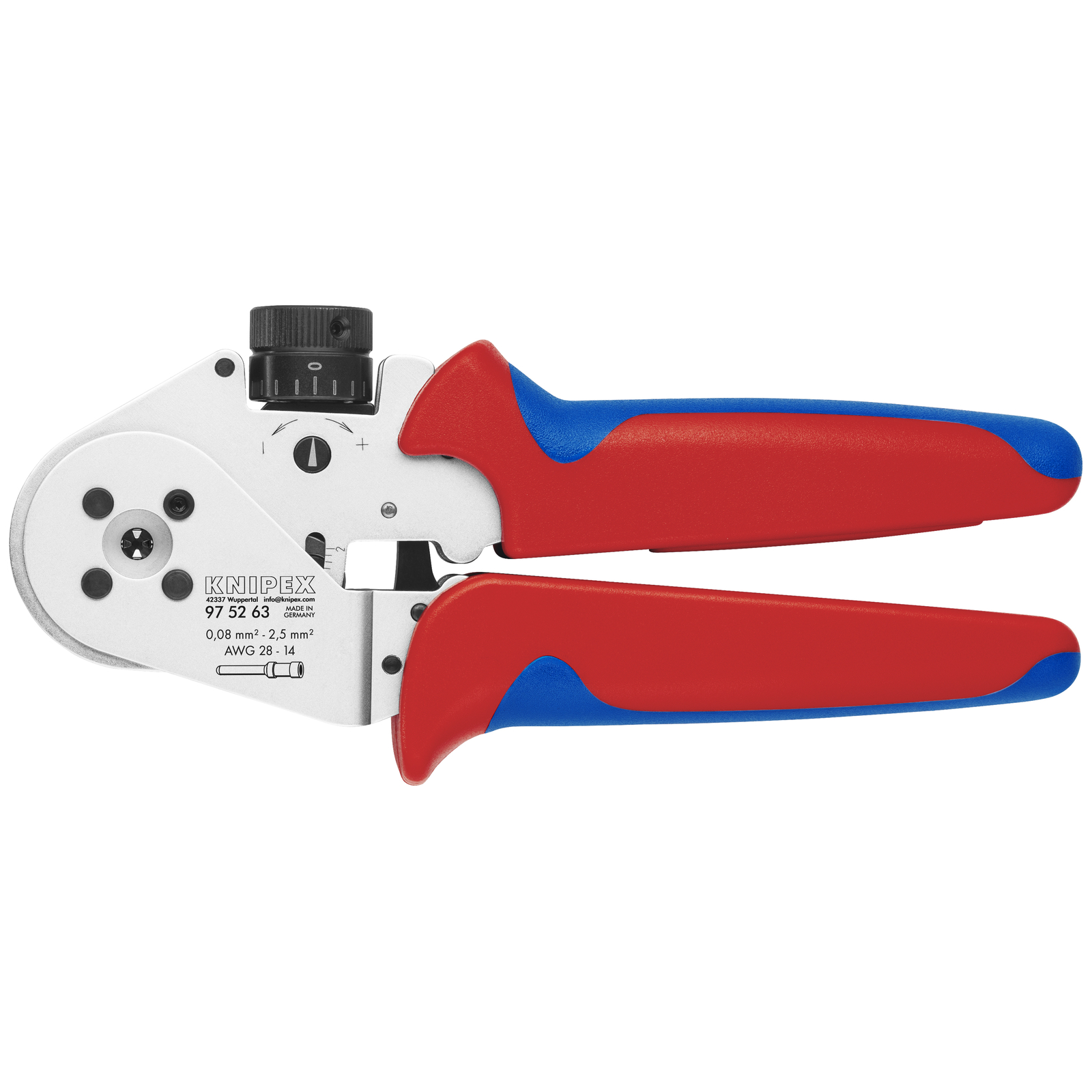 Pince à sertir 4 points - Pour contacts tournés - Avec positionneur KNIPEX - 975263
