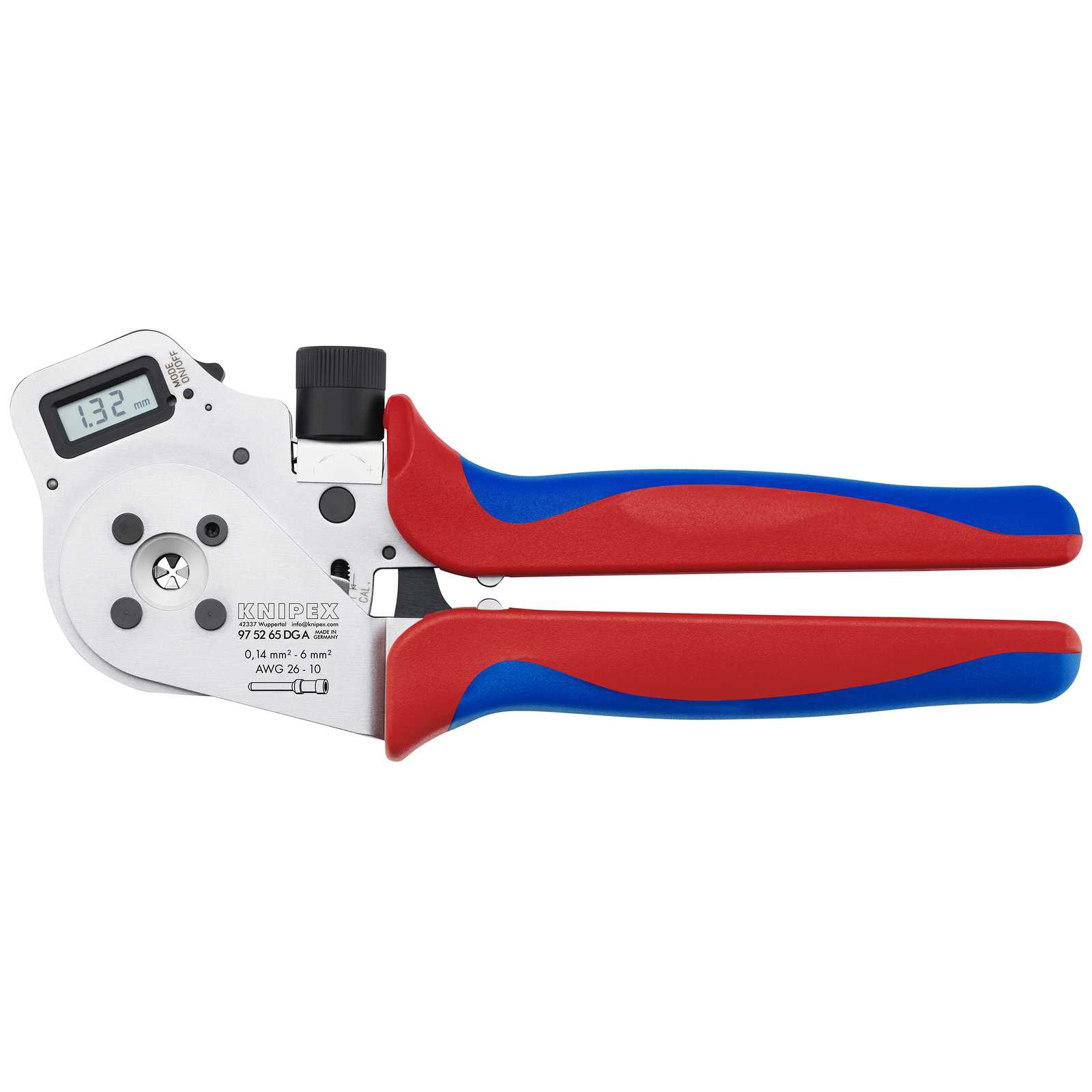 Pince à sertir 4 points - Pour contacts tournés - Ecran numérique KNIPEX - 975265DGA