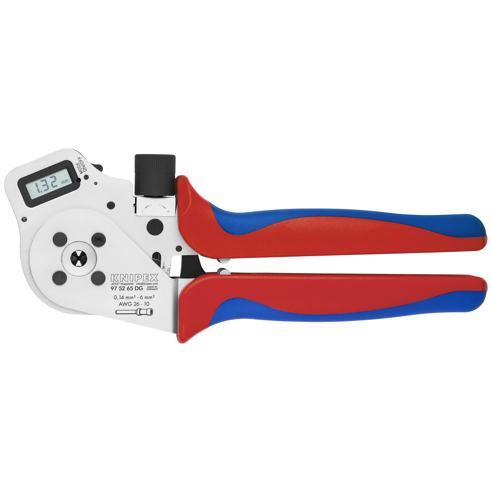 Pince à sertir 4 points - Pour contacts tournés - Ecran numérique - Positionneur KNIPEX - 975265DG