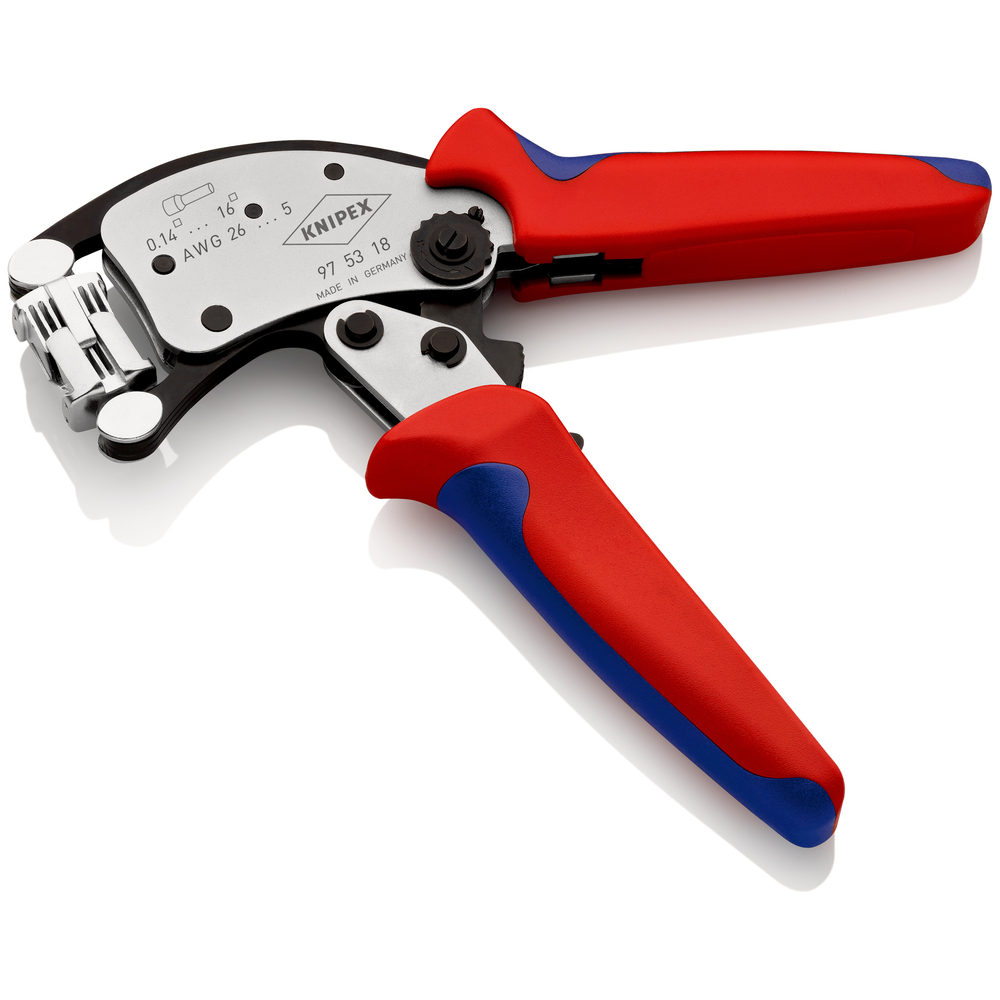 Pince à sertir auto-ajustable pour embouts de câble, avec tête de sertissage rotative Twistor16® -  KNIPEX - 97 53 18