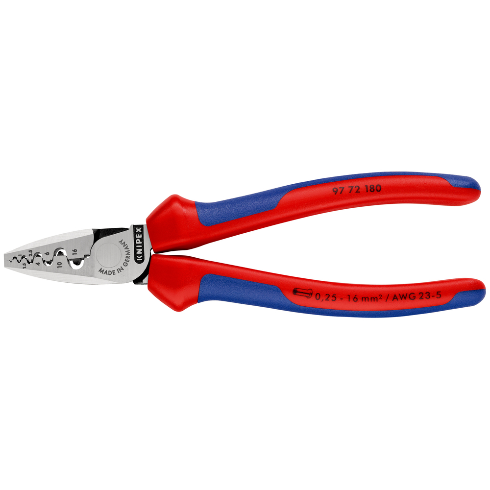 Pince à sertir pour embouts de câble 0,25-16mm² - 180 mm - KNIPEX - 97 72 180