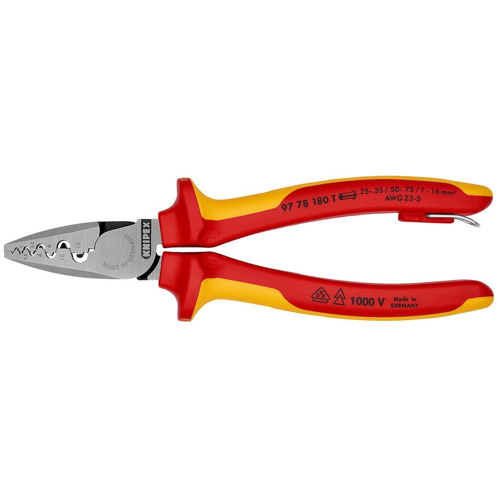 Pce a sertir 180mm embouts 0,25-16mm² t KNIPEX - 97 78 180 T