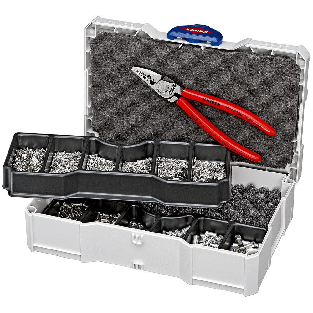 Coffret assortiment de sertissage pince à sertir 97 71 180 et embouts non isolés KNIPEX - 979005
