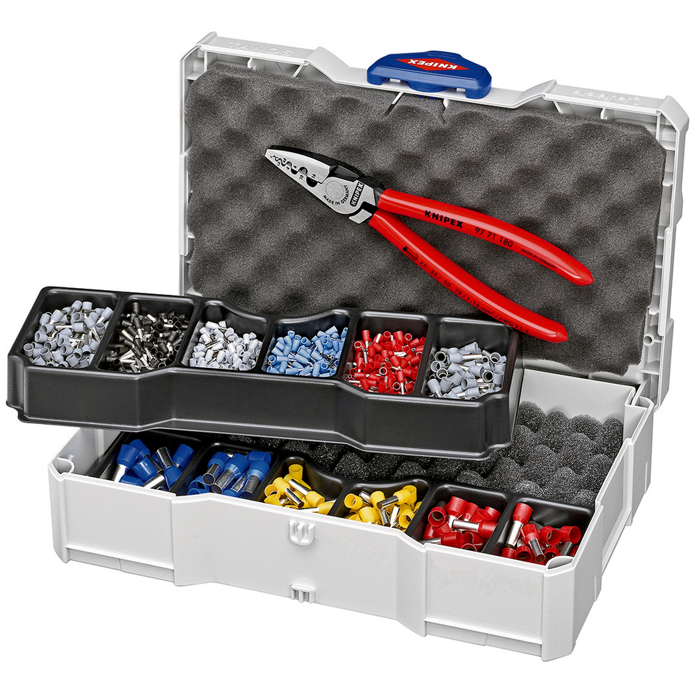 Coffret assortiment de sertissage pince à sertir 97 71 180 et embouts isolés KNIPEX - 979006