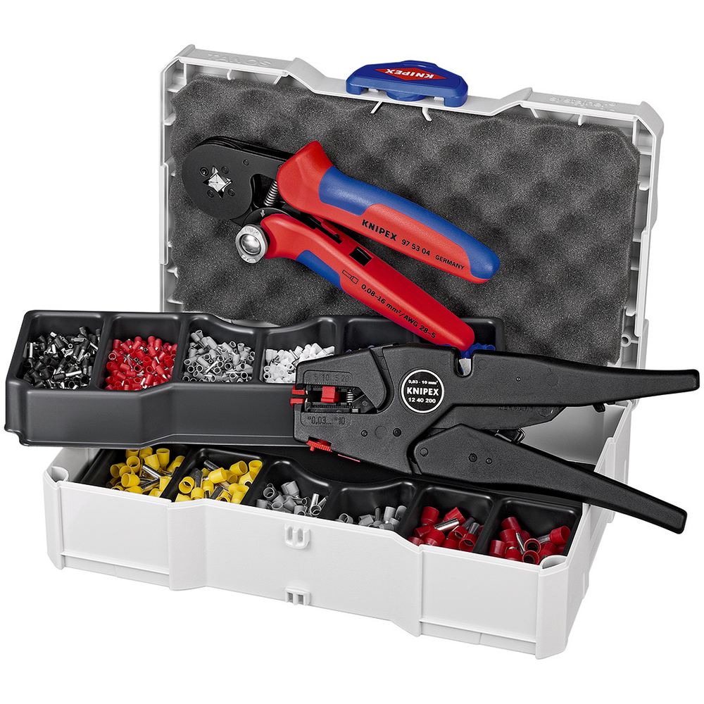 Coffret assortiment de sertissage pinces 97 53 04 et 12 40 200 et embouts isolés KNIPEX - 979010