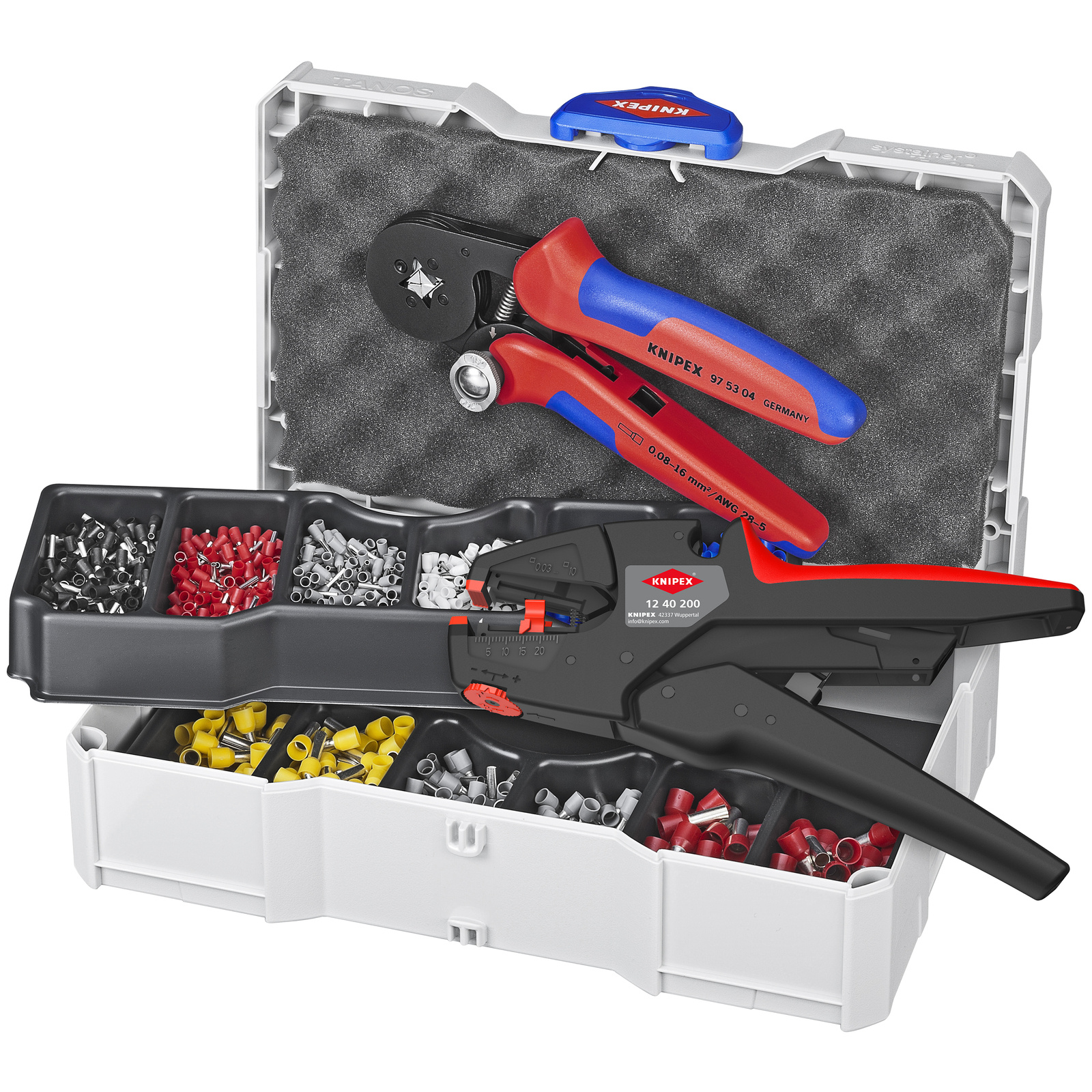 Coffret assortiment de sertissage pinces 97 53 04 et 12 40 200 et embouts isolés KNIPEX - 979010