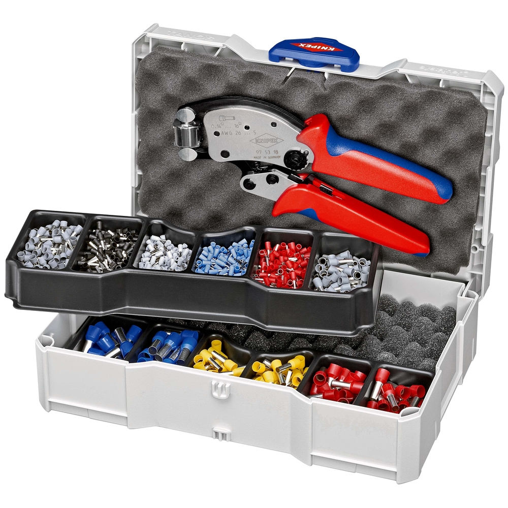 Coffret assortiment de sertissage pince à sertir 97 53 18 et embouts isolés KNIPEX - 979013