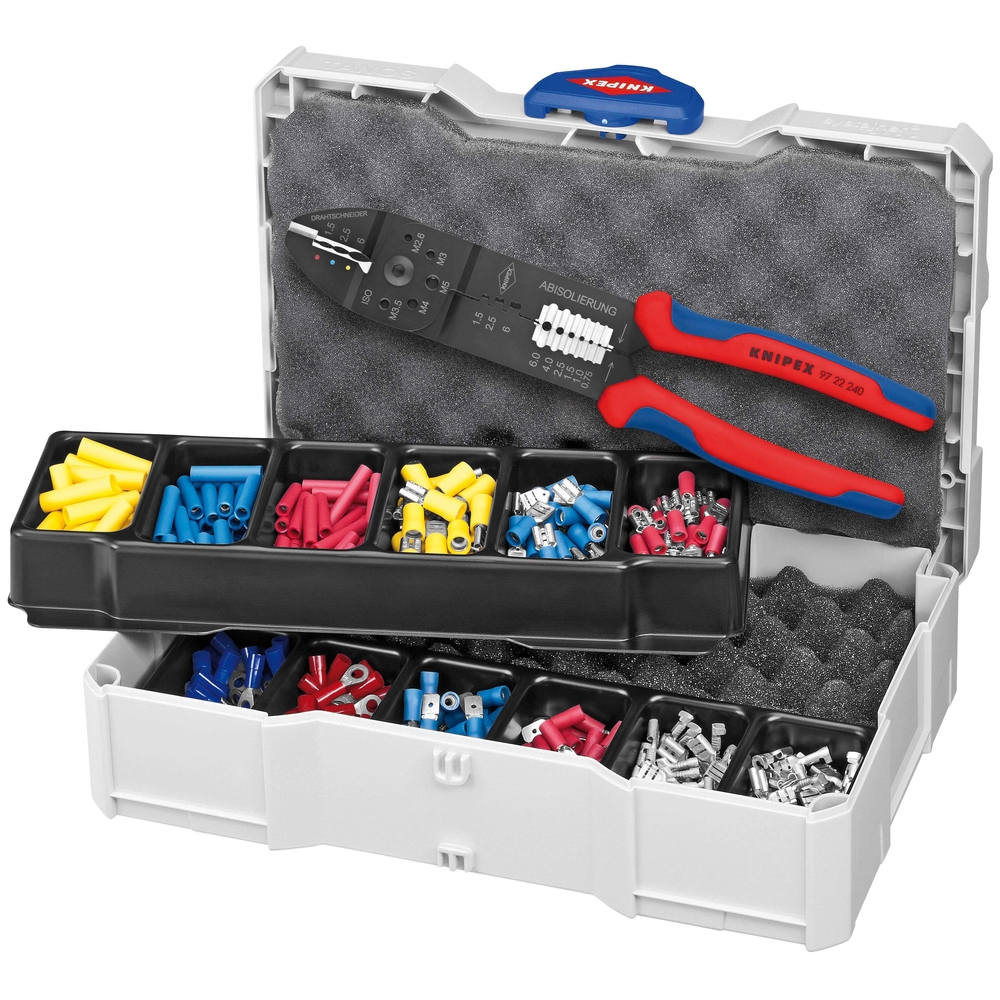Coffret assortiment de sertissage pince à sertir 97 22 240 et cosses pré-isolées KNIPEX - 979025