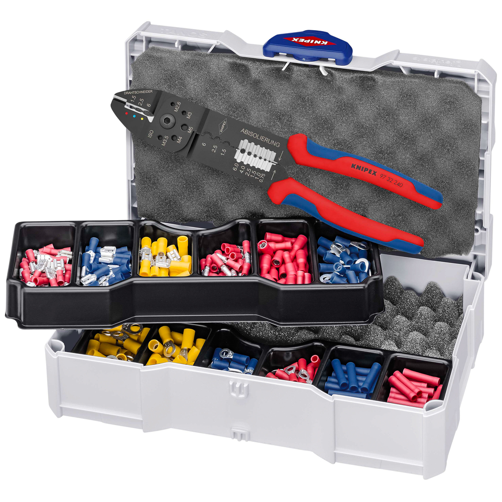 Coffret assortiment de sertissage pince à sertir 97 32 240 et cosses pré-isolées KNIPEX - 979026