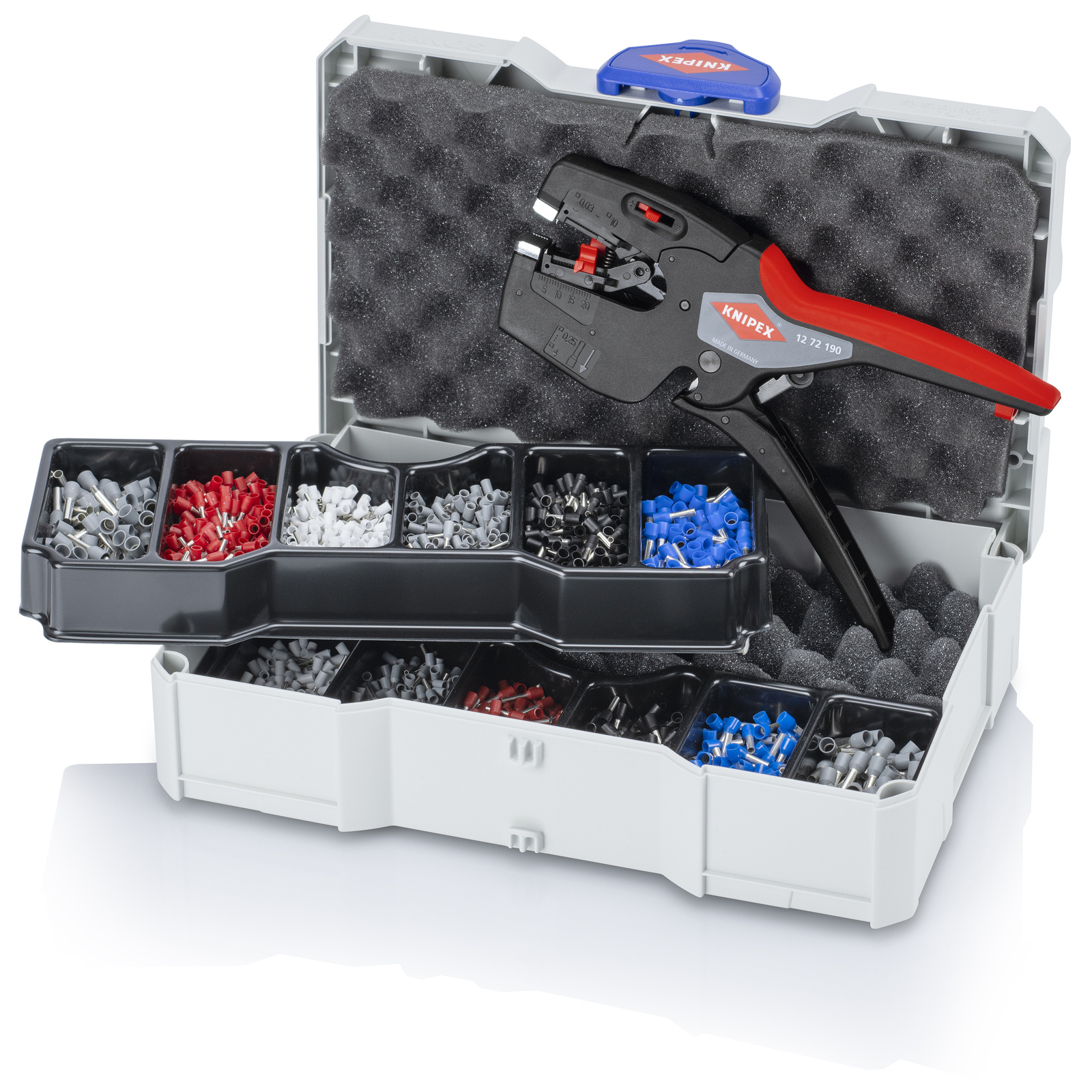 Coffret avec pince à dénuder et à sertir NexStrip et embouts de câbles KNIPEX - 979027
