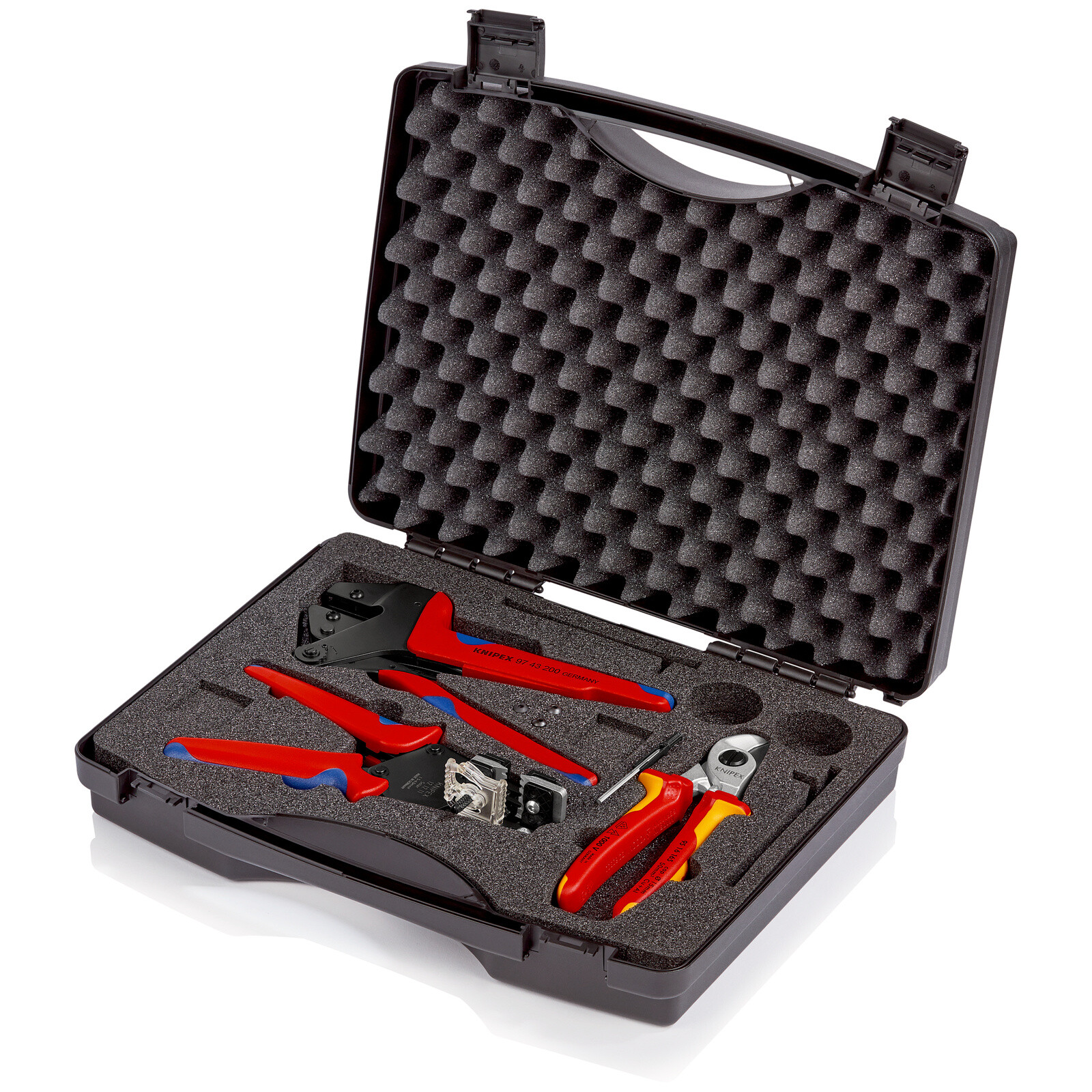 Mallette à outils photovoltaïque avec coupe câble pince à dénuder pince à sertir KNIPEX - 979101