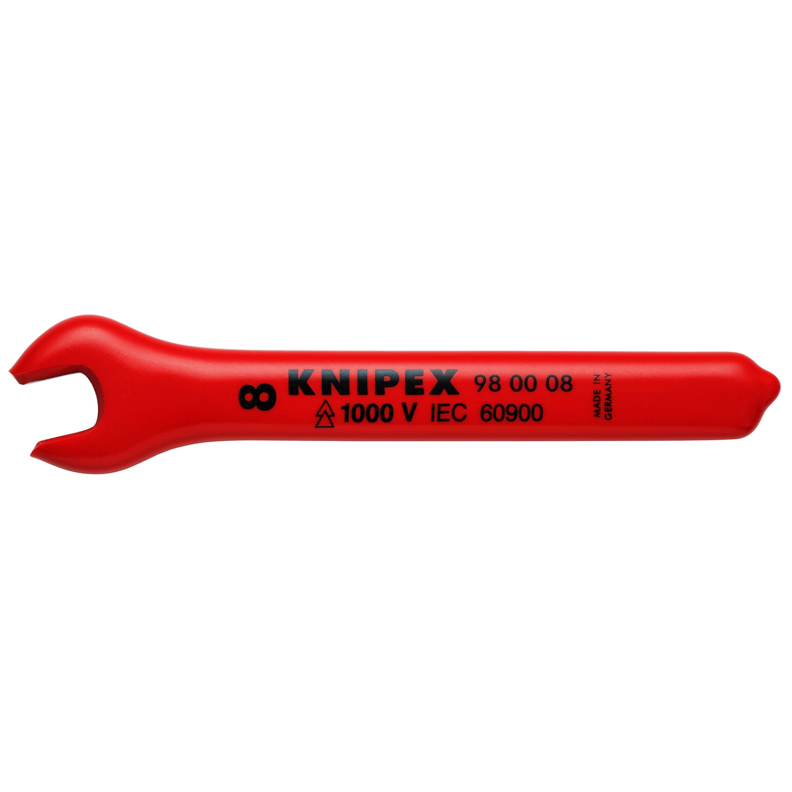 Clé à fourche - 8mm - Tête inclinée à 15° - Longueur 105mm - Isolée 1000V KNIPEX - 980008