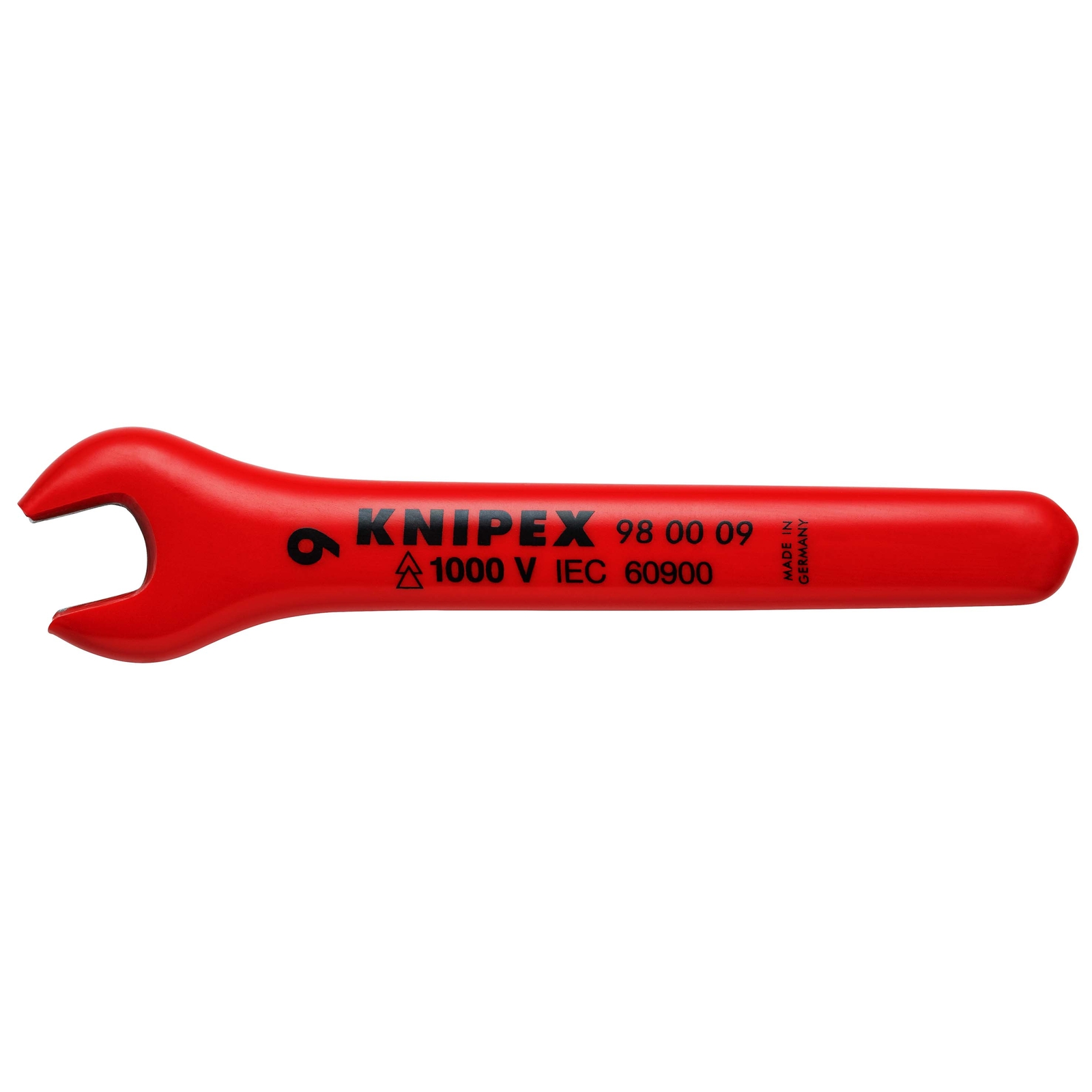 Clé à fourche - 9mm - Tête inclinée à 15° - Longueur 105mm - Isolée 1000V KNIPEX - 980009