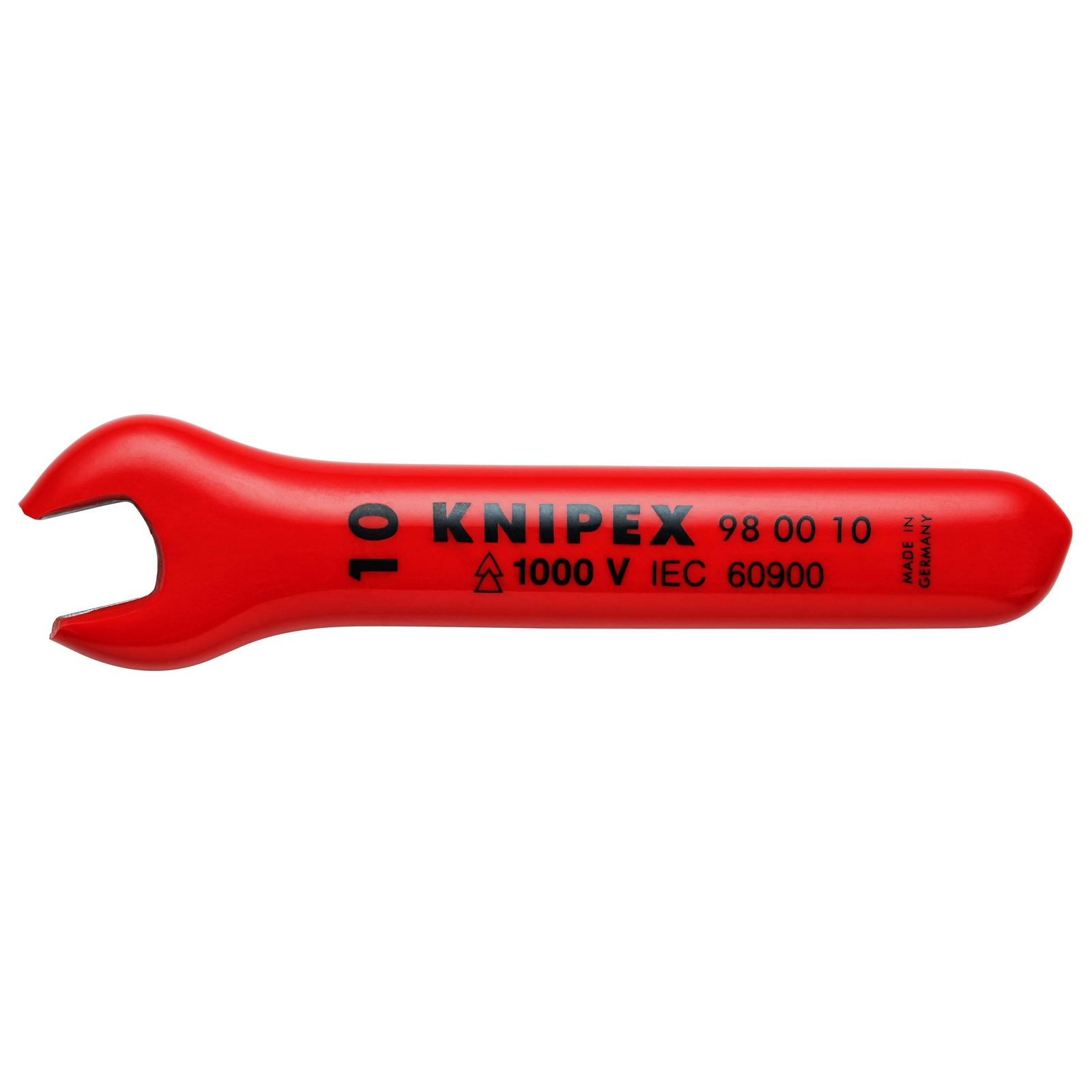 Clé à fourche - 10mm - Tête inclinée à 15° - Longueur 105mm - Isolée 1000V KNIPEX - 980010