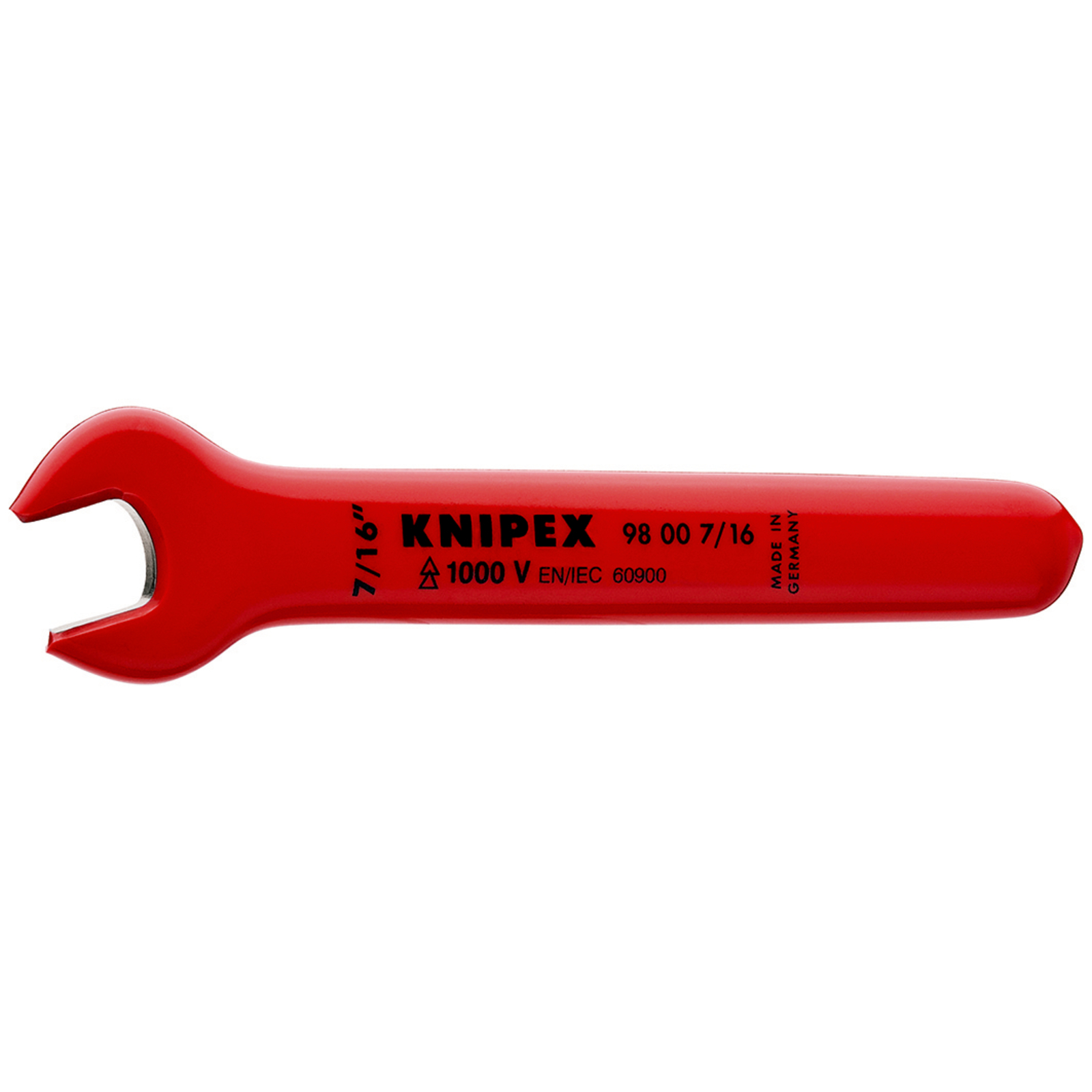 Clé à fourche - 7/16 - Tête inclinée à 15° - Longueur 120mm - Isolée 1000V KNIPEX - 9800716
