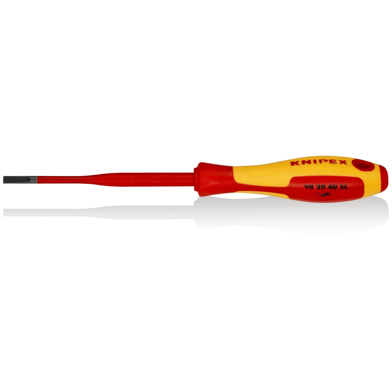 Tournevis Slim plat - 4mm - Isolé 1000V - Longueur lame 100mm KNIPEX - 982040SL