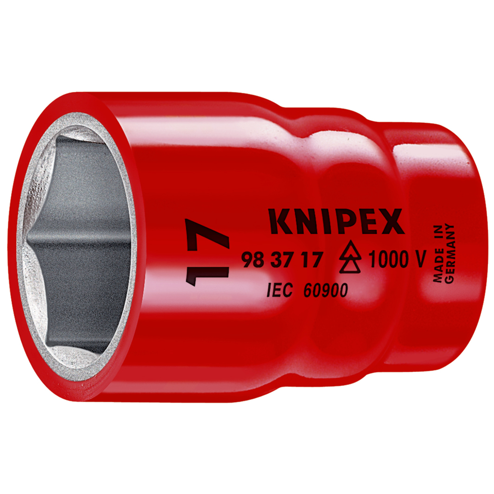 Douille - 17mm - Carré femelle 3/8 - 6 pans - Gainage surmoulé isolé 1000V KNIPEX - 983717