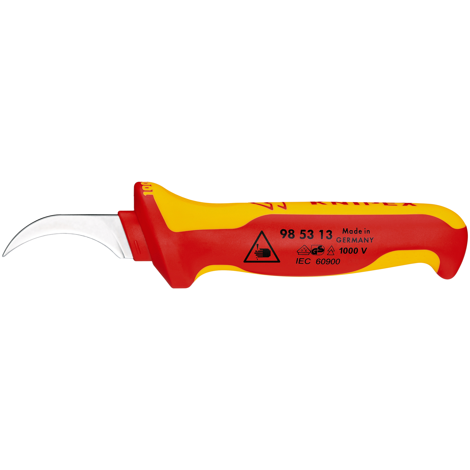 Couteau d'électricien 190mm - Lame courbe et capuchon - Isolé 1000V KNIPEX - 985313