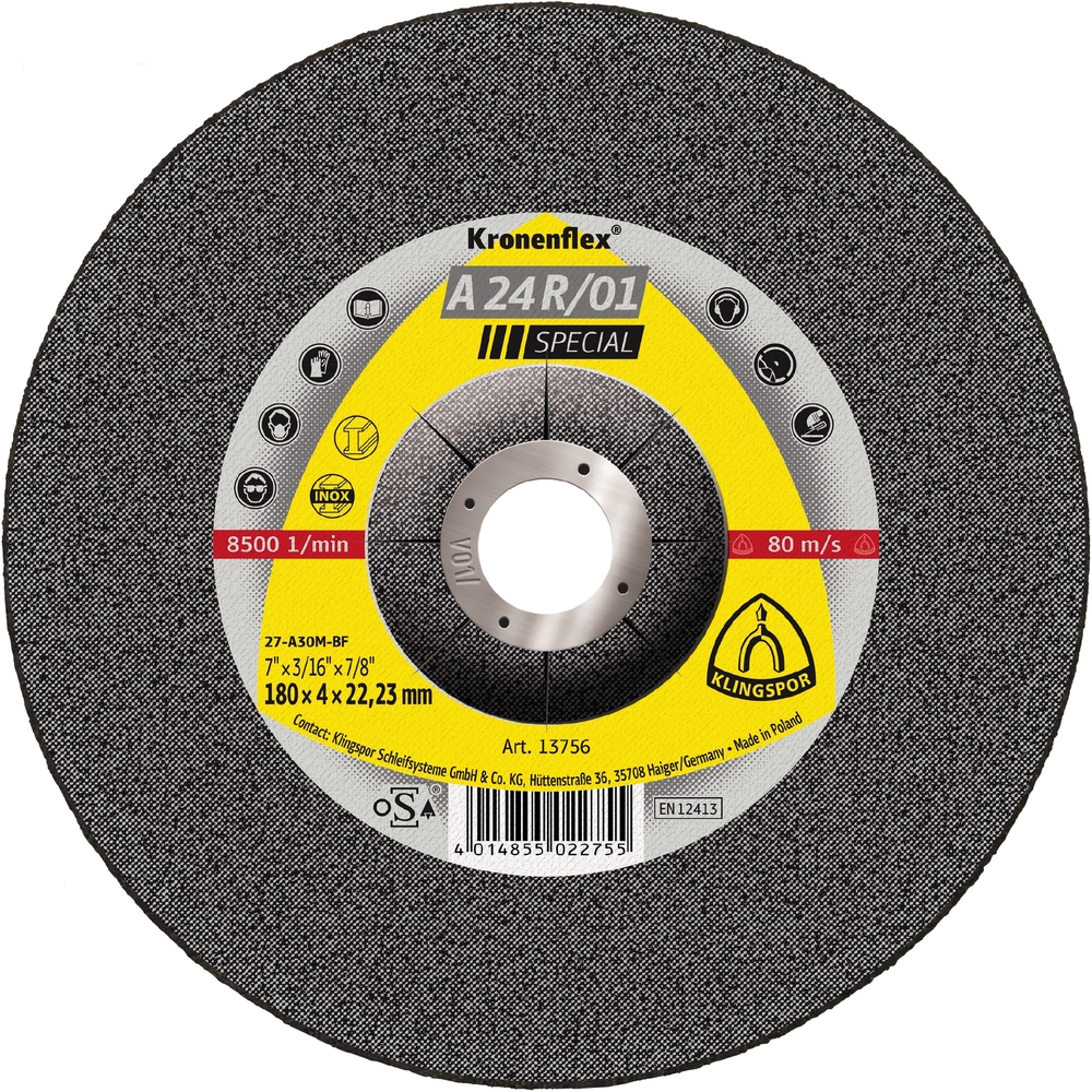 10 Meules à ébarber KS SPECIAL A24R01 S GEK 125X4X22,23 KLINGSPOR - 130825