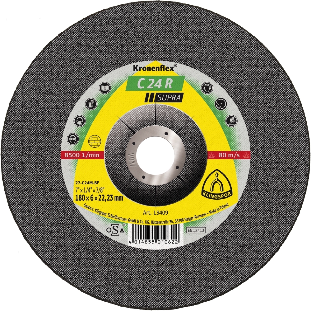 10 Meules à ébarber KS SUPRA C24R S GEK 180X6X22,23 KLINGSPOR - 13409