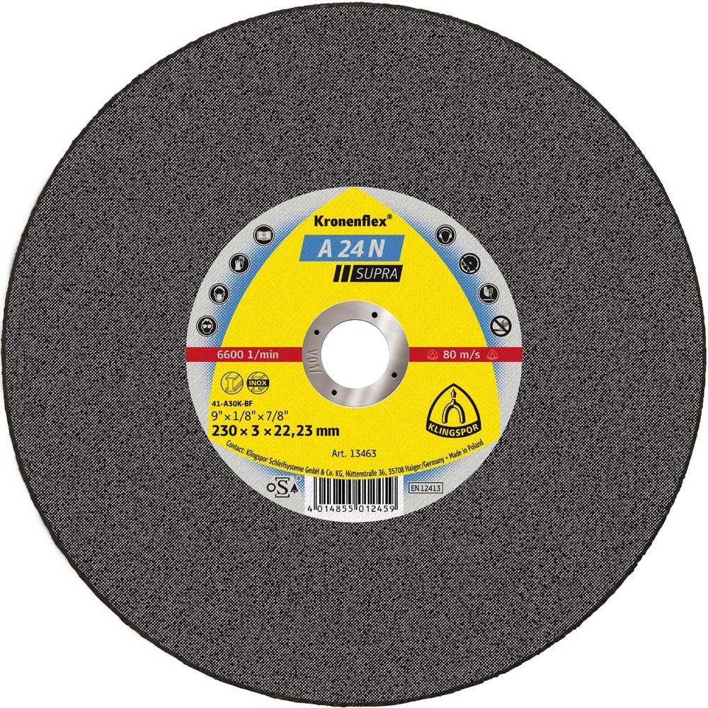 25 Disques à tronçonner KT SUPRA A24N S GER 180X3X22,23 KLINGSPOR - 13455