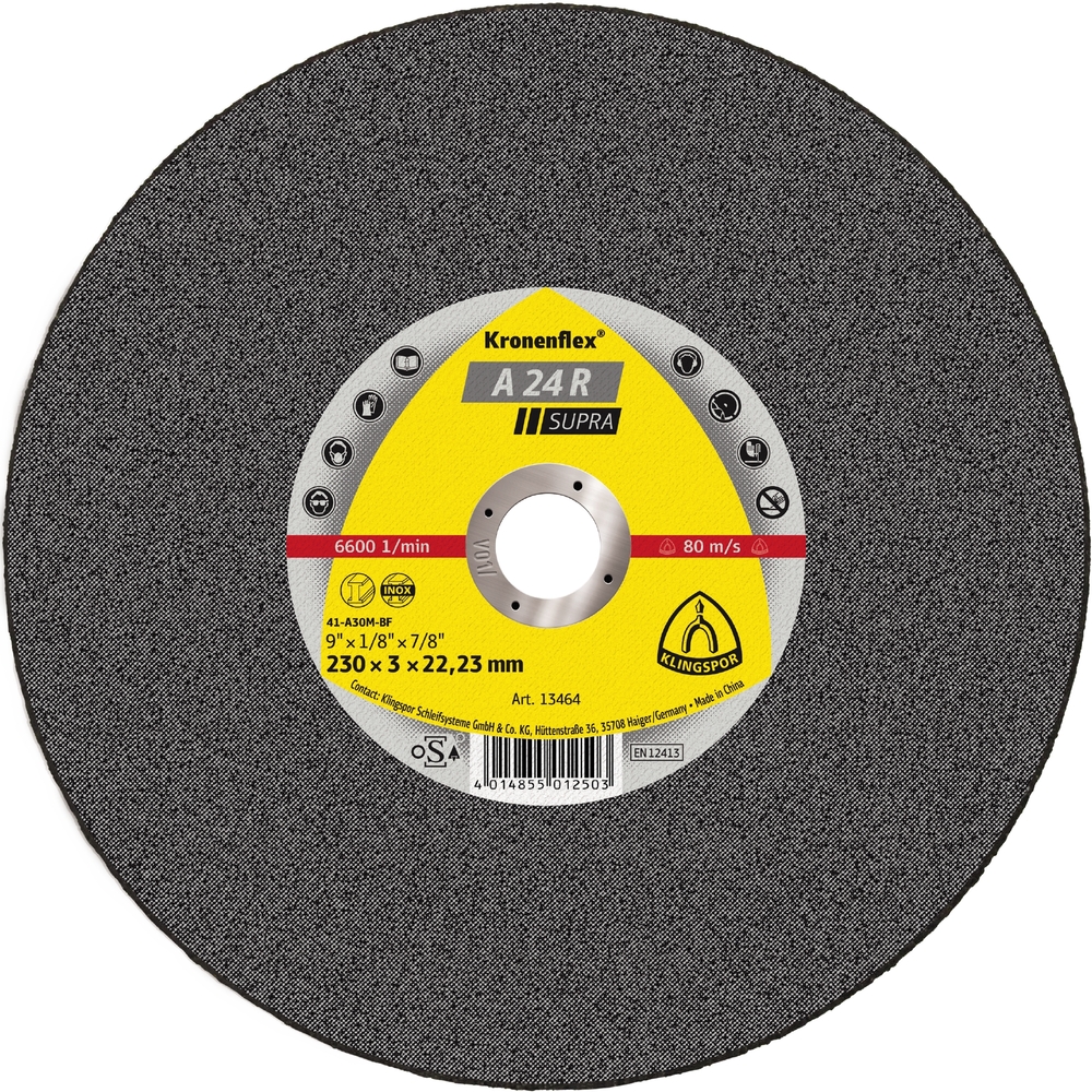 25 Disques à tronçonner KT SUPRA A24R S GEK 180X3X22,23 KLINGSPOR - 13470