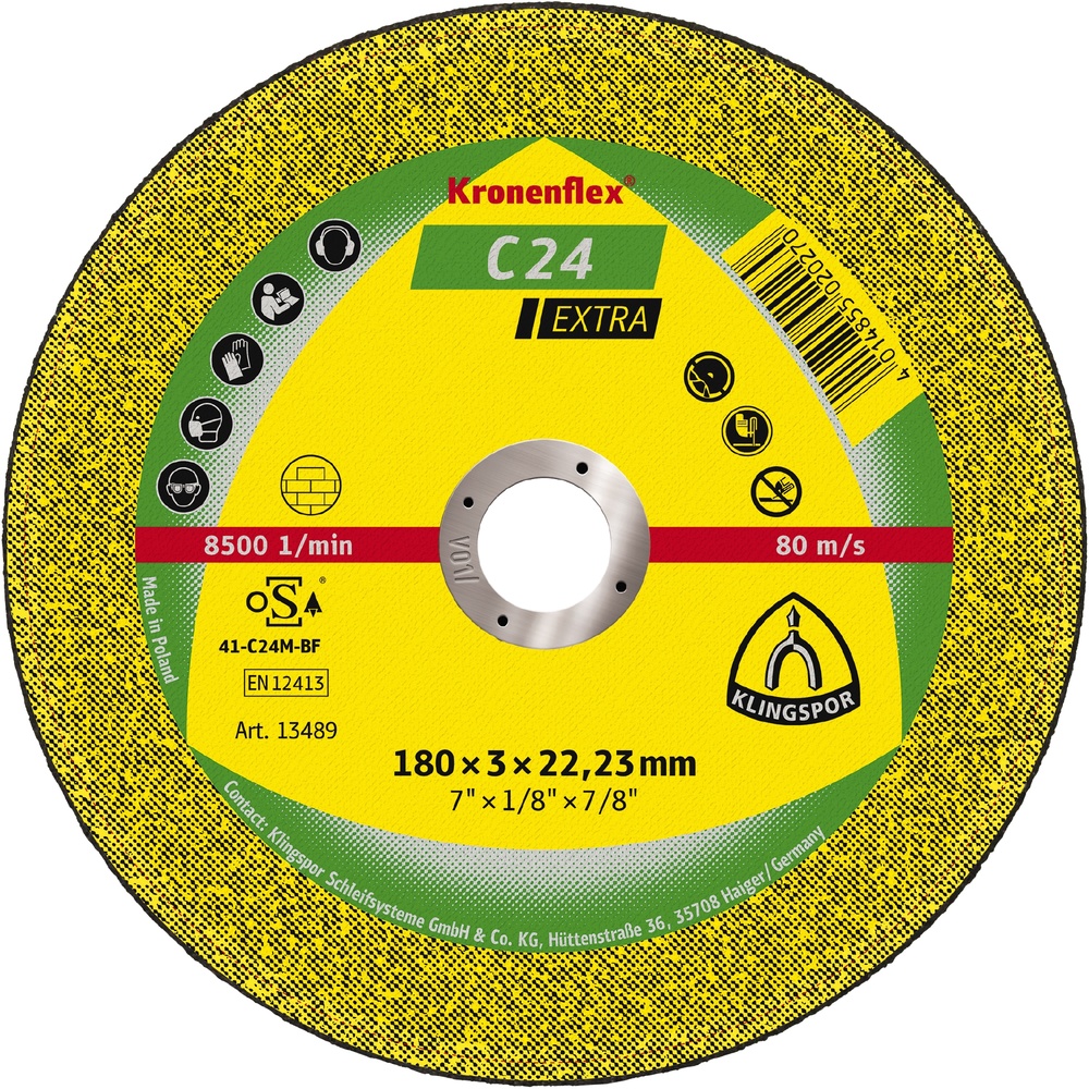 25 Disques à tronçonner KT EXTRA C24EX S GER 180X3X22,23 KLINGSPOR - 13489