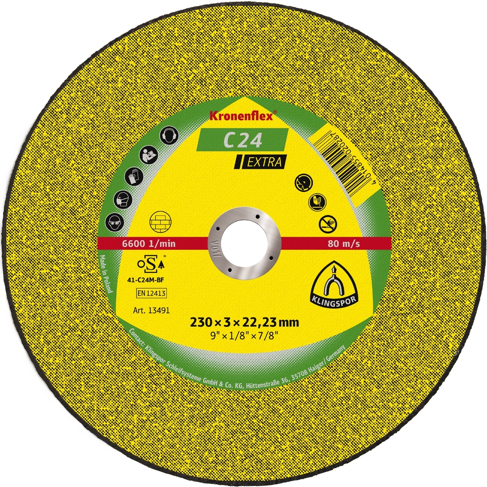 25 Disques à tronçonner KT EXTRA C24EX S GER 230X3X22,23 KLINGSPOR - 13491