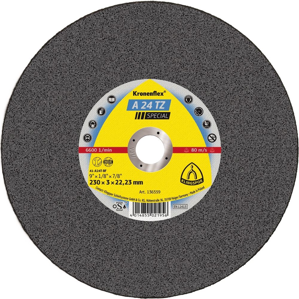25 Disques à tronçonner KT SPECIAL A24TZ S GEK 115X2,5X22,23 KLINGSPOR - 136554