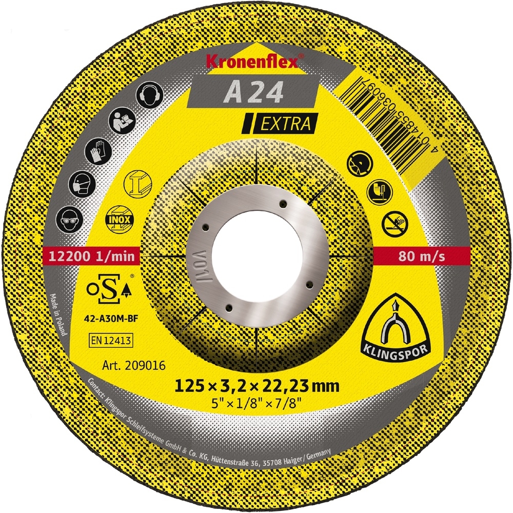 25 Disques à tronçonner KT EXTRA A24EX S GEK 125X3,2X22,23 KLINGSPOR - 209016