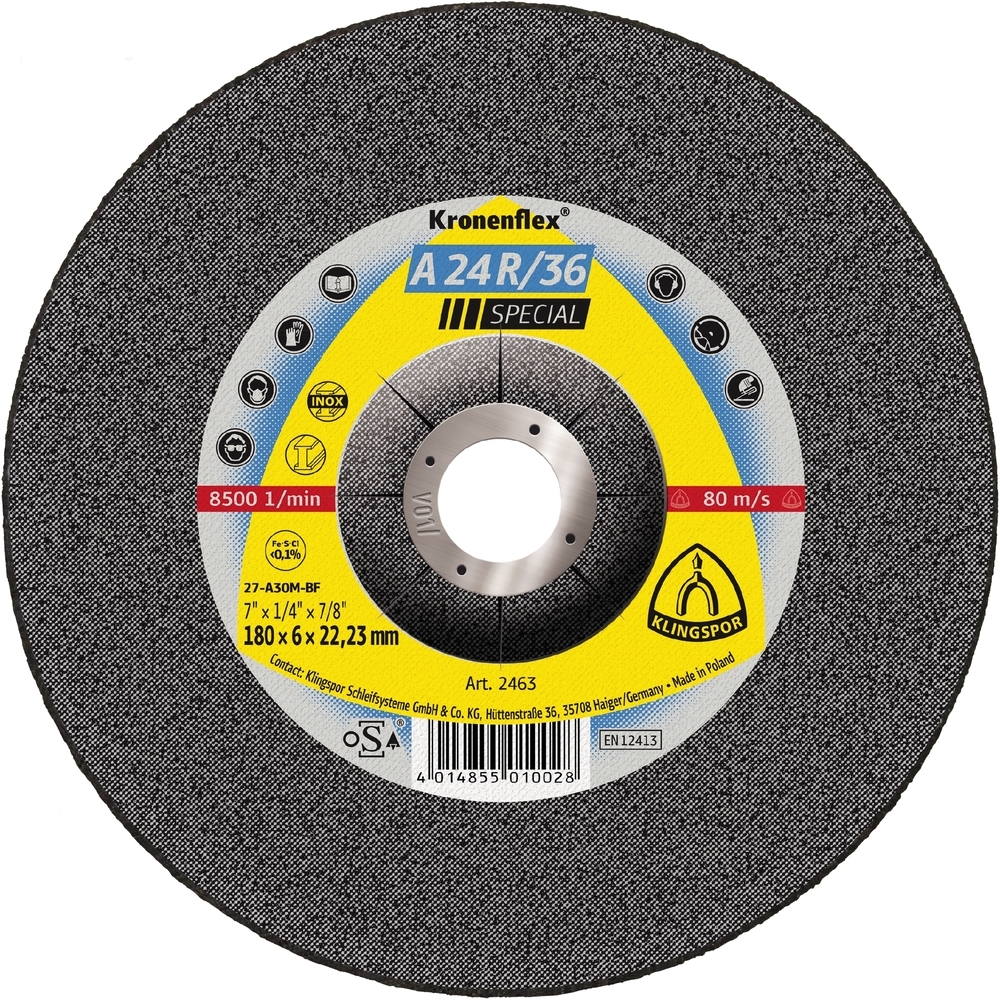 10 Meules à ébarber KS SPECIAL A24R36 S GEK 115X6X22,23 KLINGSPOR - 2488