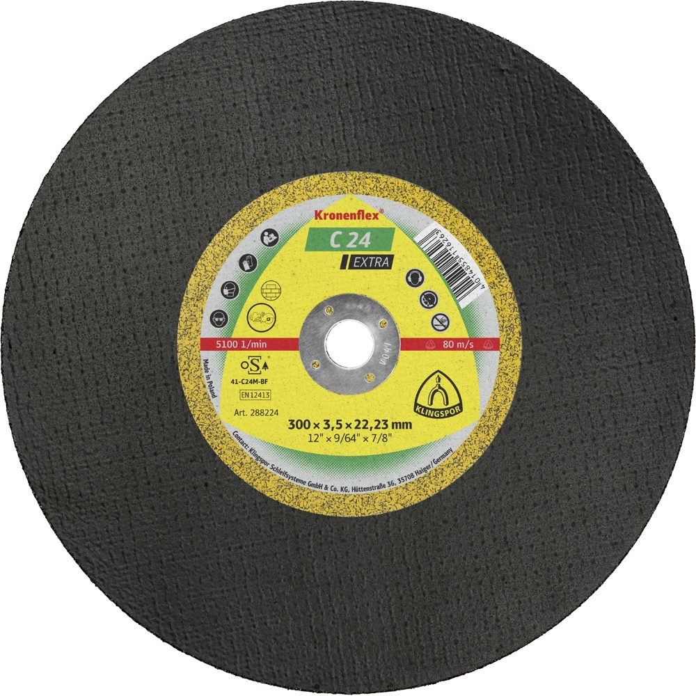 10 Disques à tronçonner KT EXTRA C24EX S GER 300X3,5X22,23 KLINGSPOR - 288224