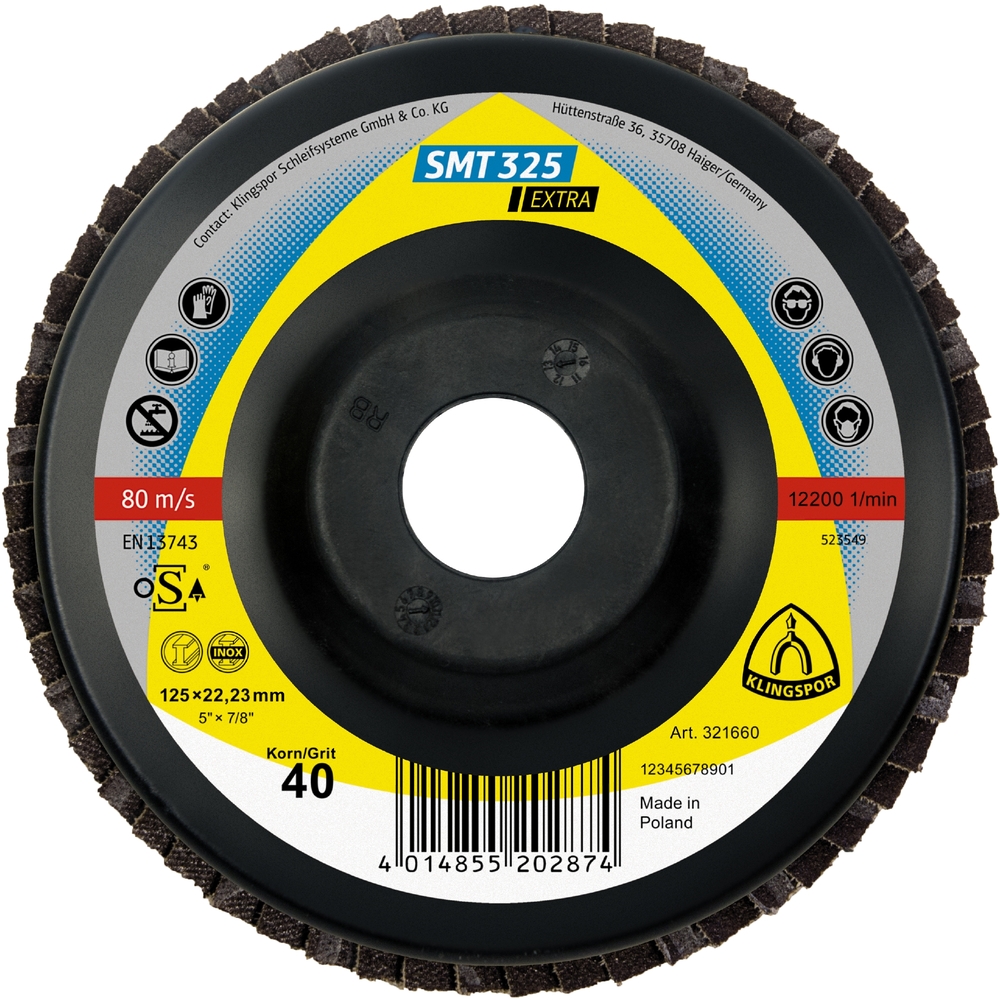 10 Plateaux à lamelles plastique TE EXTRA SMT325 CS455X 40 N GEW 125X22,23 KLINGSPOR - 321660